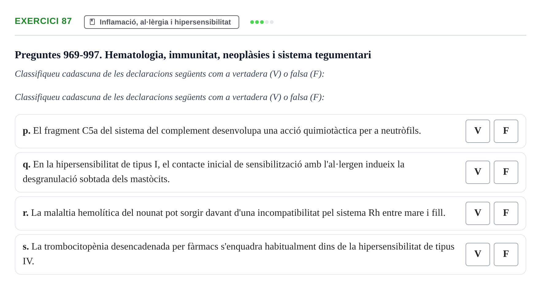 Enunciado: 87 - Inflamació, al·lèrgia i hipersensibilitat