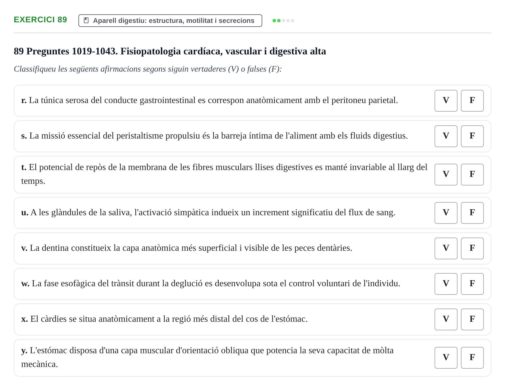 Enunciado: 89 - Aparell digestiu: estructura, motilitat i se…