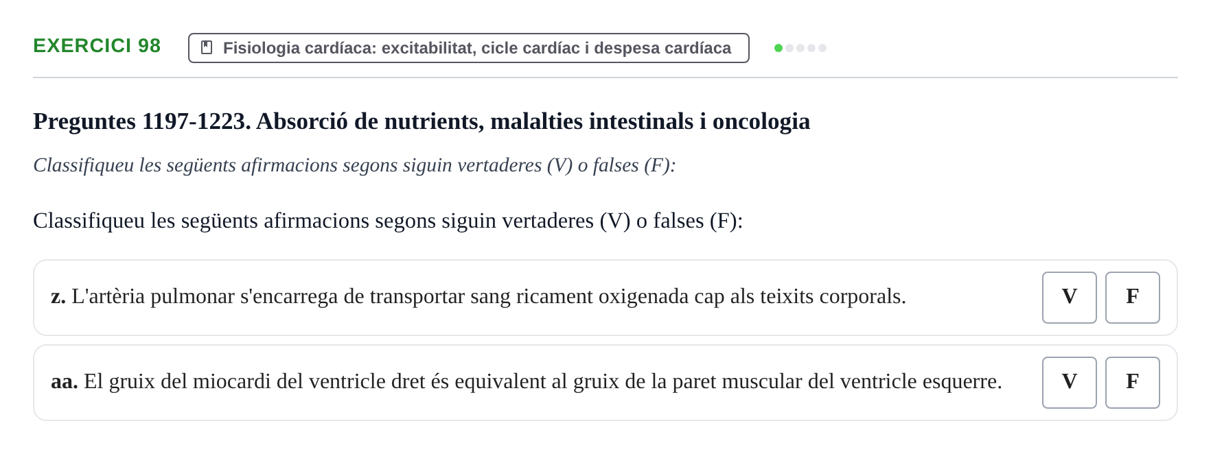 Enunciado: 98 - Fisiologia cardíaca: excitabilitat, cicle ca…