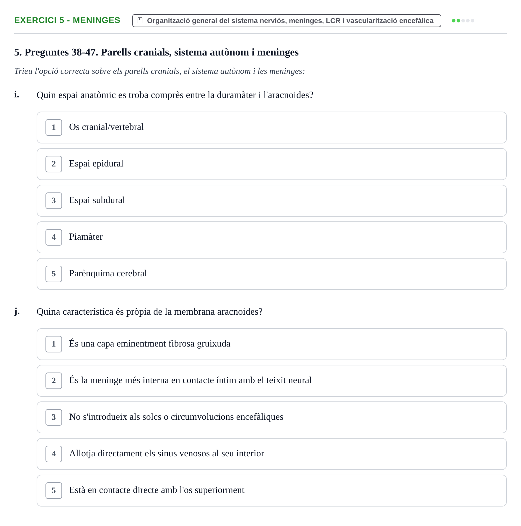 Enunciado: 5 - Meninges