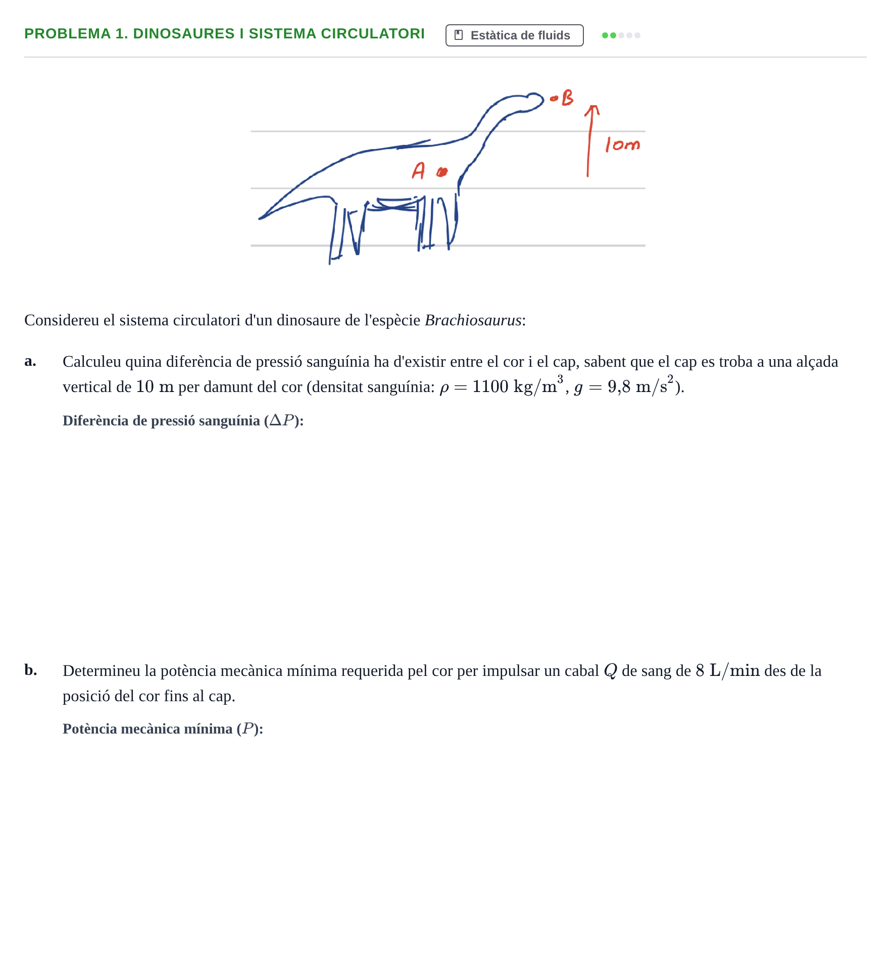 Enunciado: Problema 1. Dinosaures i sistema circulatori