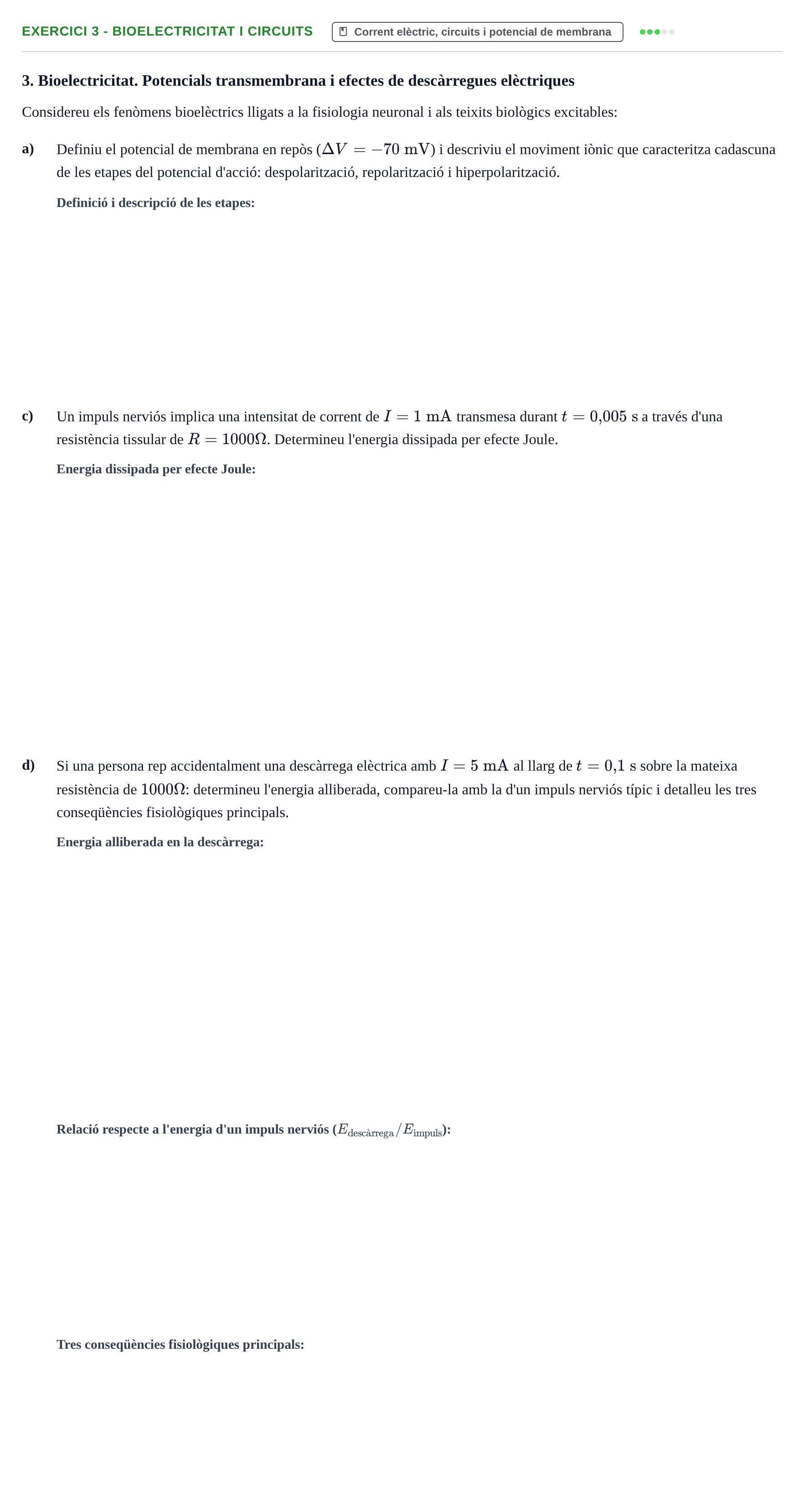 Enunciado: 3 - Bioelectricitat i circuits