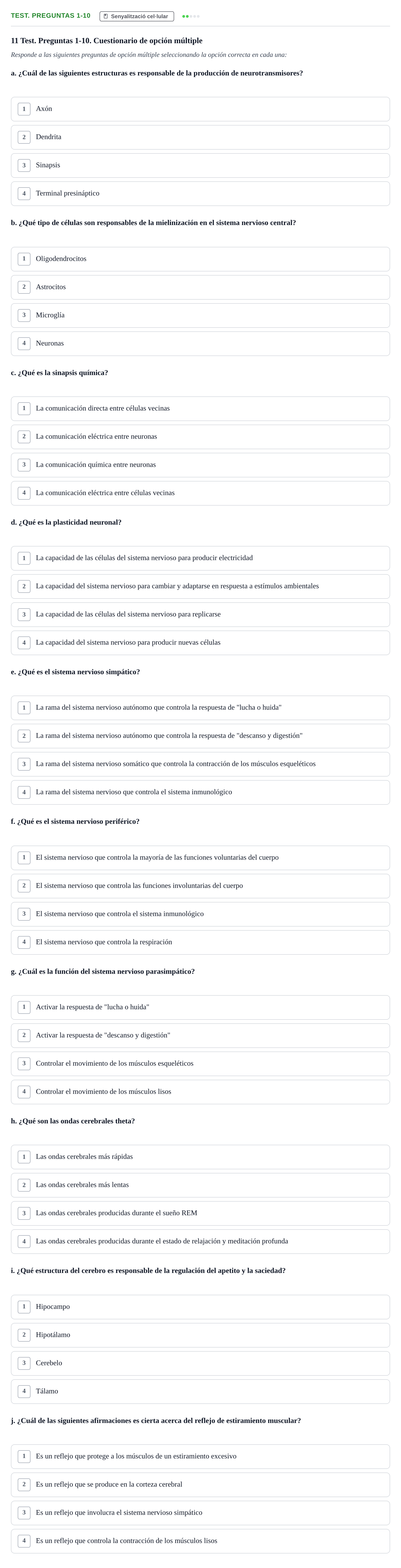 Enunciado: Test. Preguntas 1-10