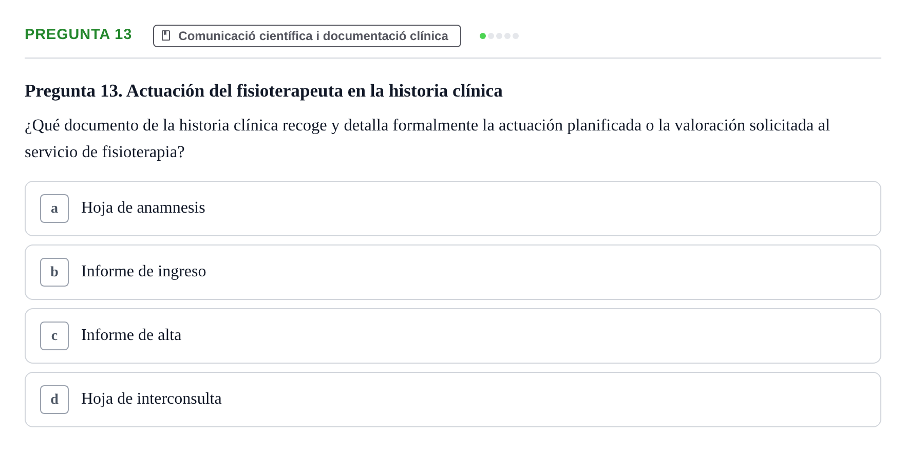 Enunciado: Pregunta 13