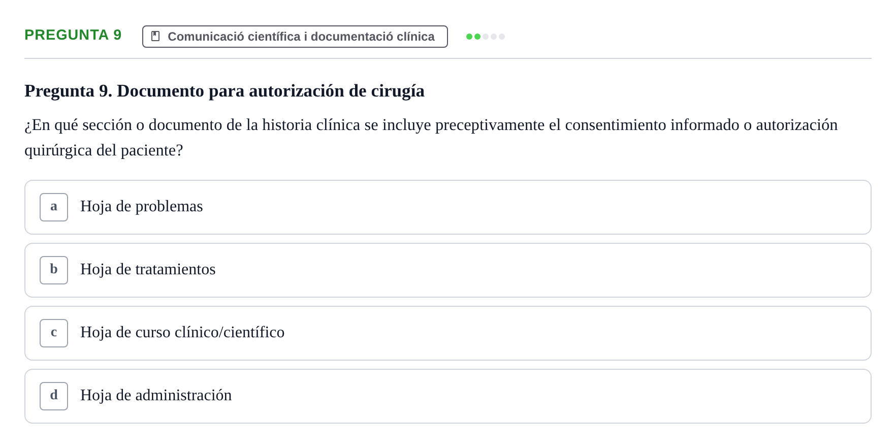 Enunciado: Pregunta 9
