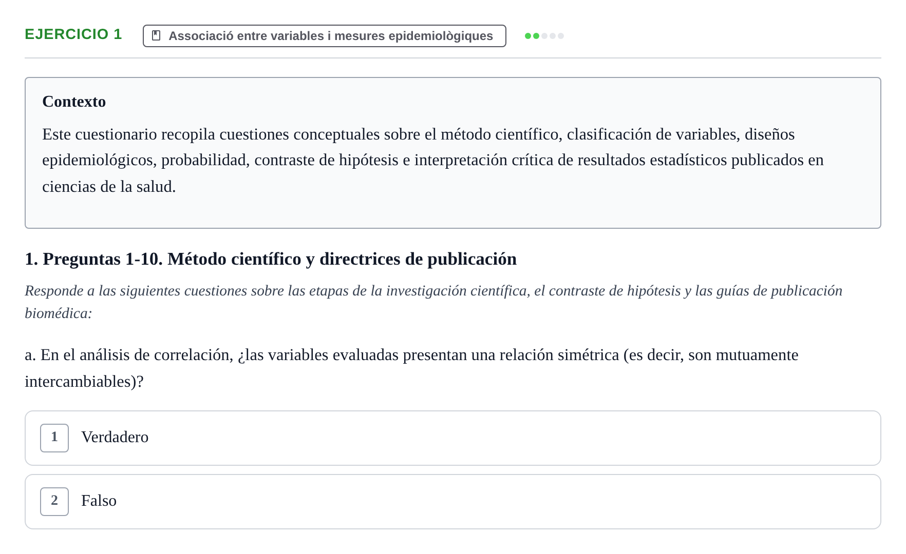 Enunciado: 1 - Associació entre variables i mesures epidemio…