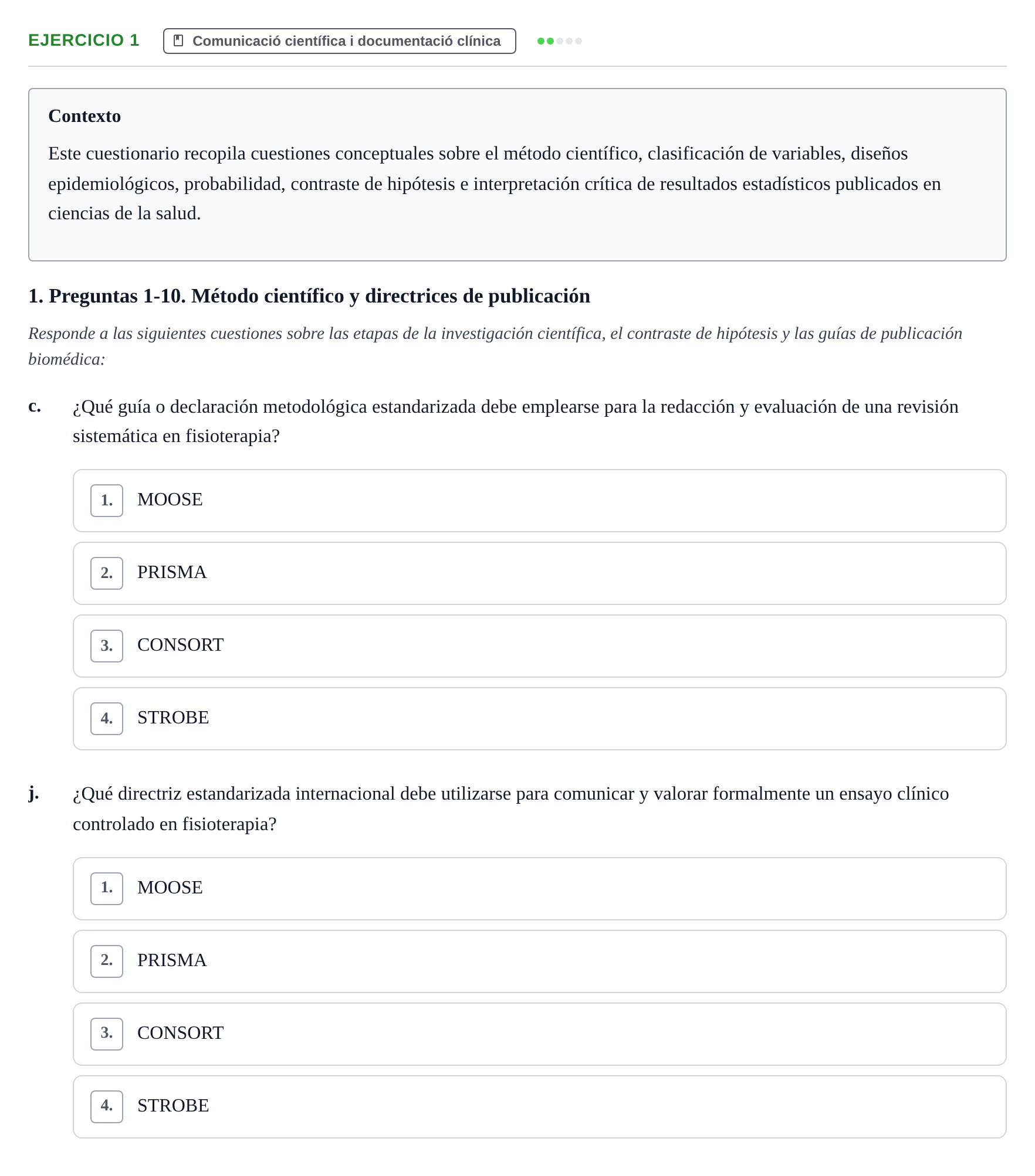 Enunciado: 1 - Comunicació científica i documentació clínica