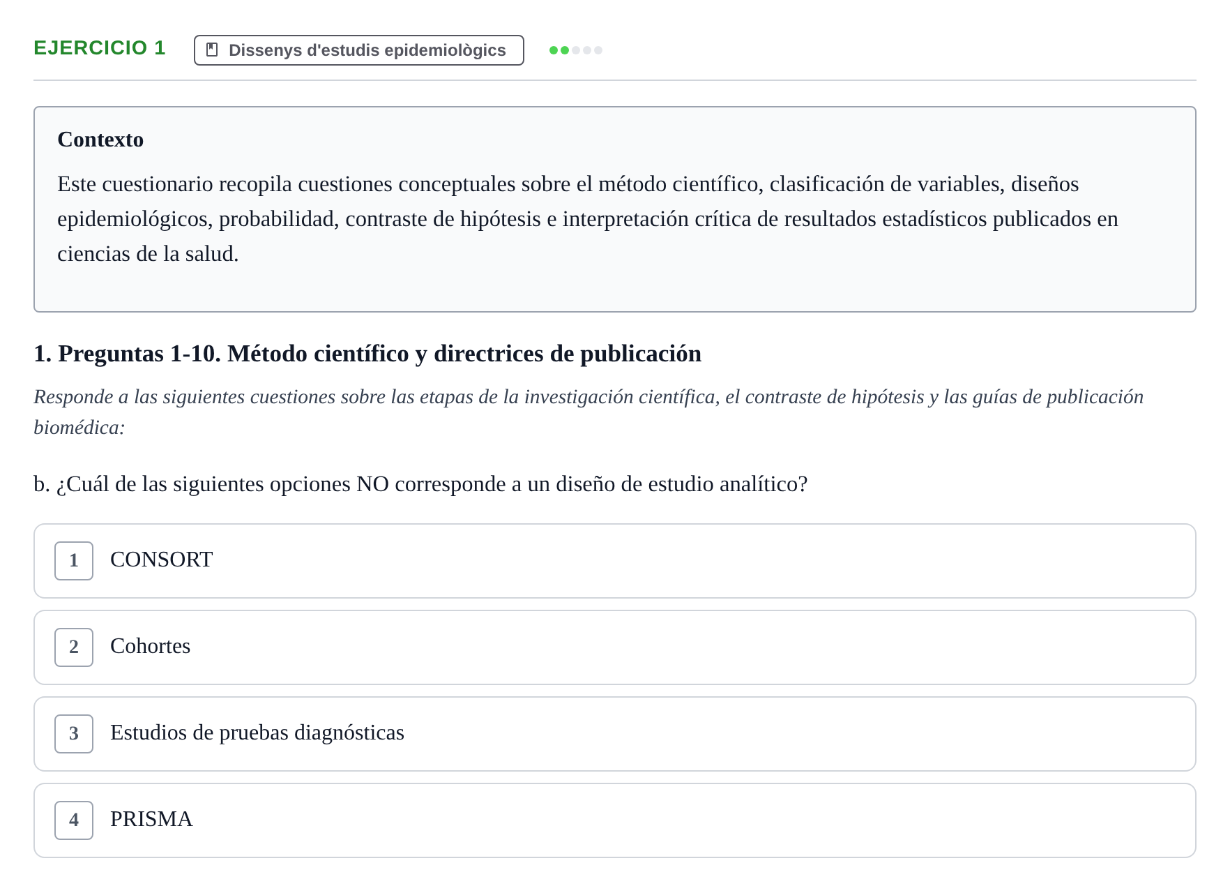 Enunciado: 1 - Dissenys d'estudis epidemiològics