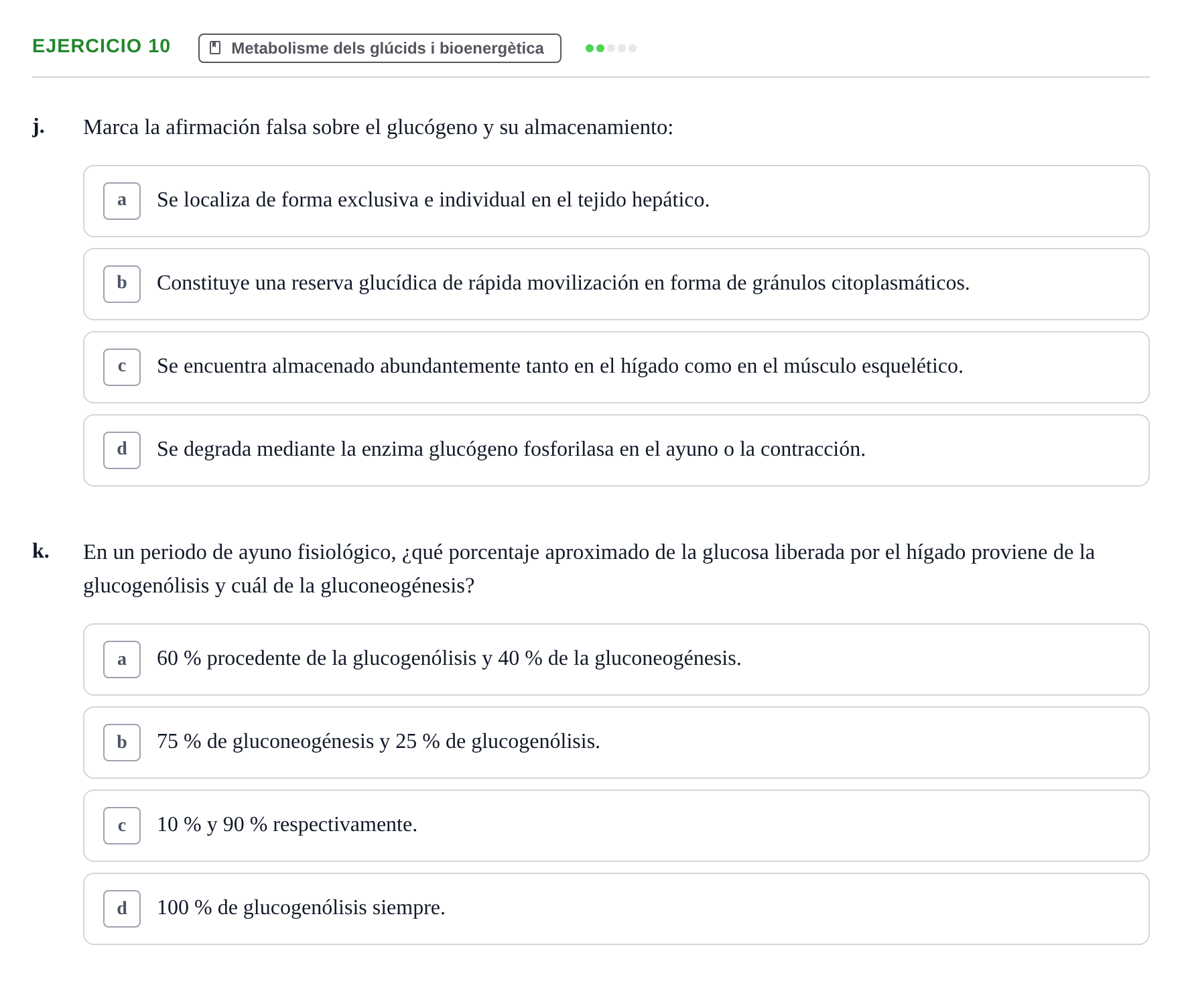 Enunciado: 10 - Metabolisme dels glúcids