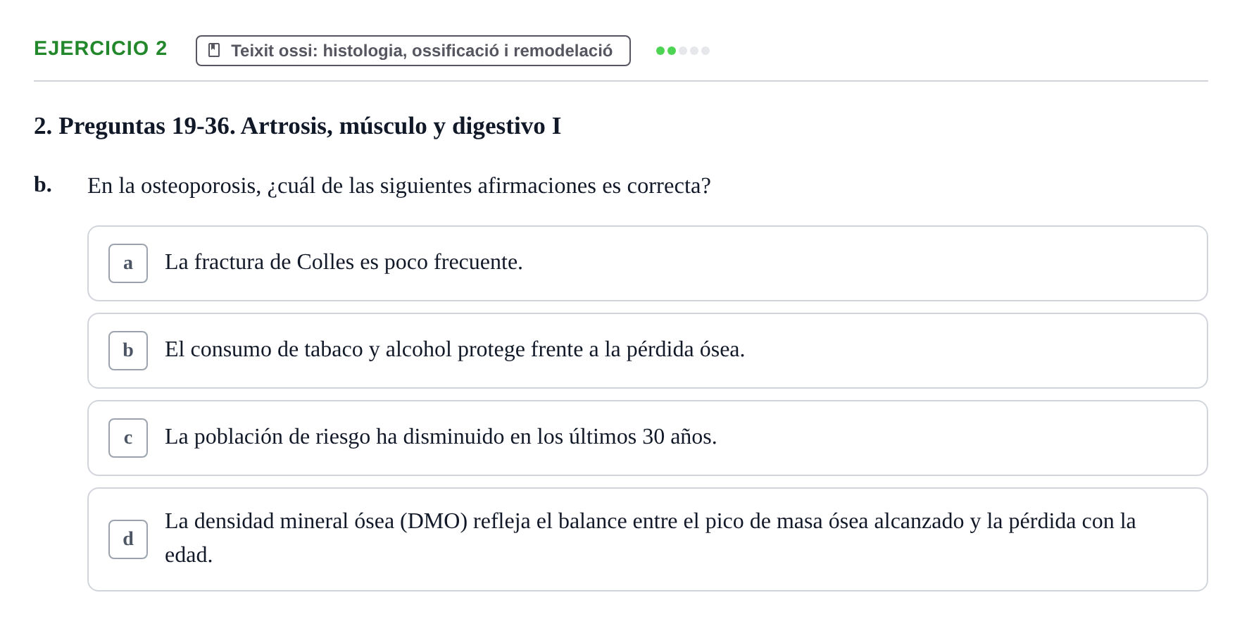 Enunciado: 2 - Teixit ossi