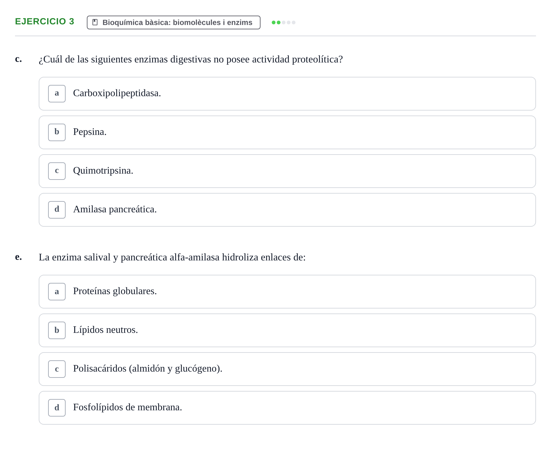 Enunciado: 3 - Bioquímica bàsica: biomolècules i enzims