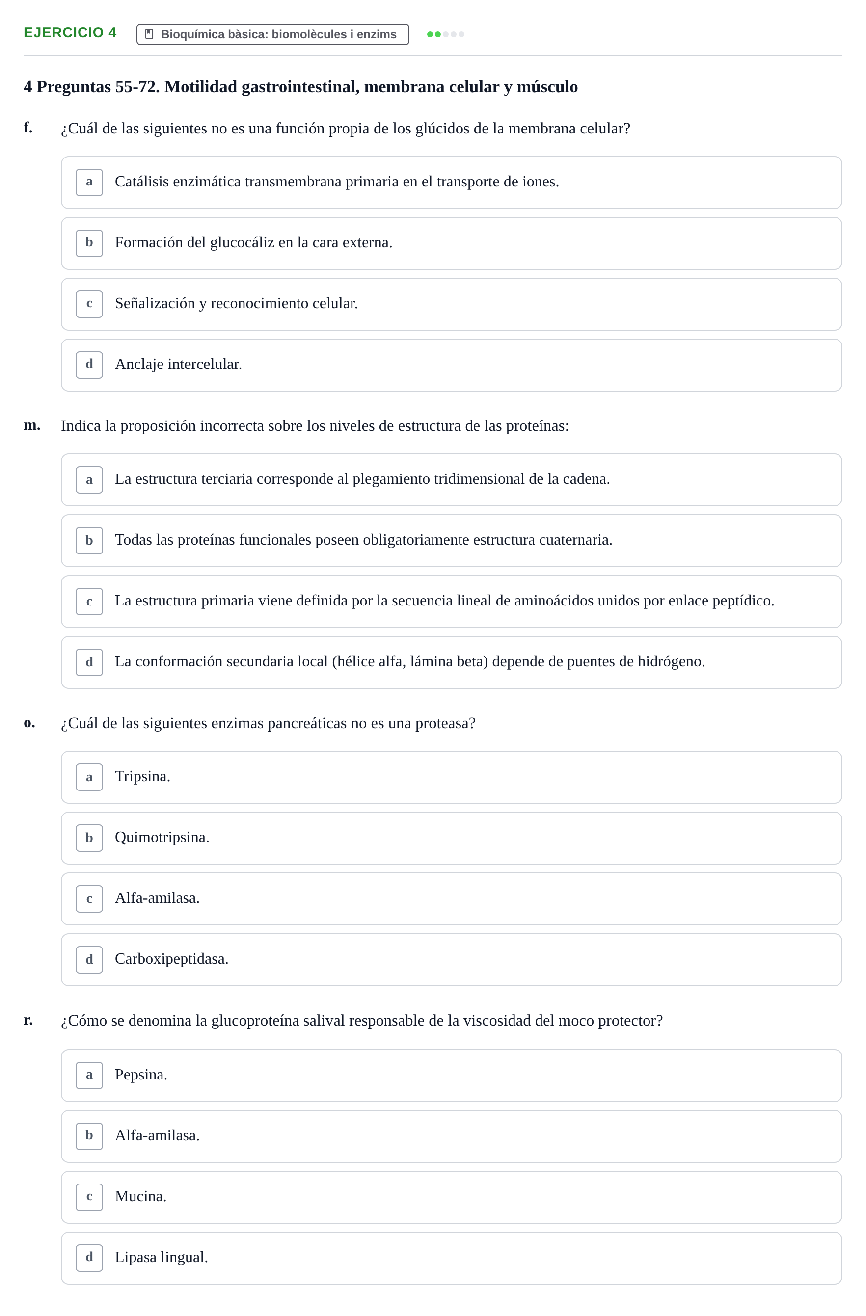 Enunciado: 4 - Bioquímica bàsica: biomolècules i enzims