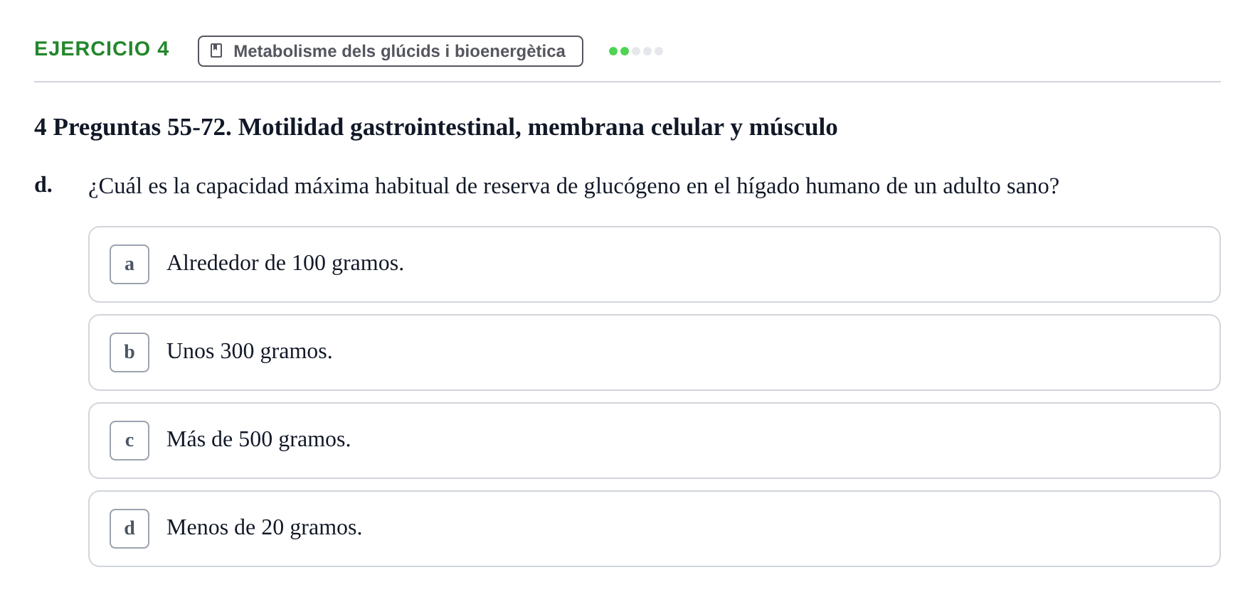 Enunciado: 4 - Metabolisme dels glúcids