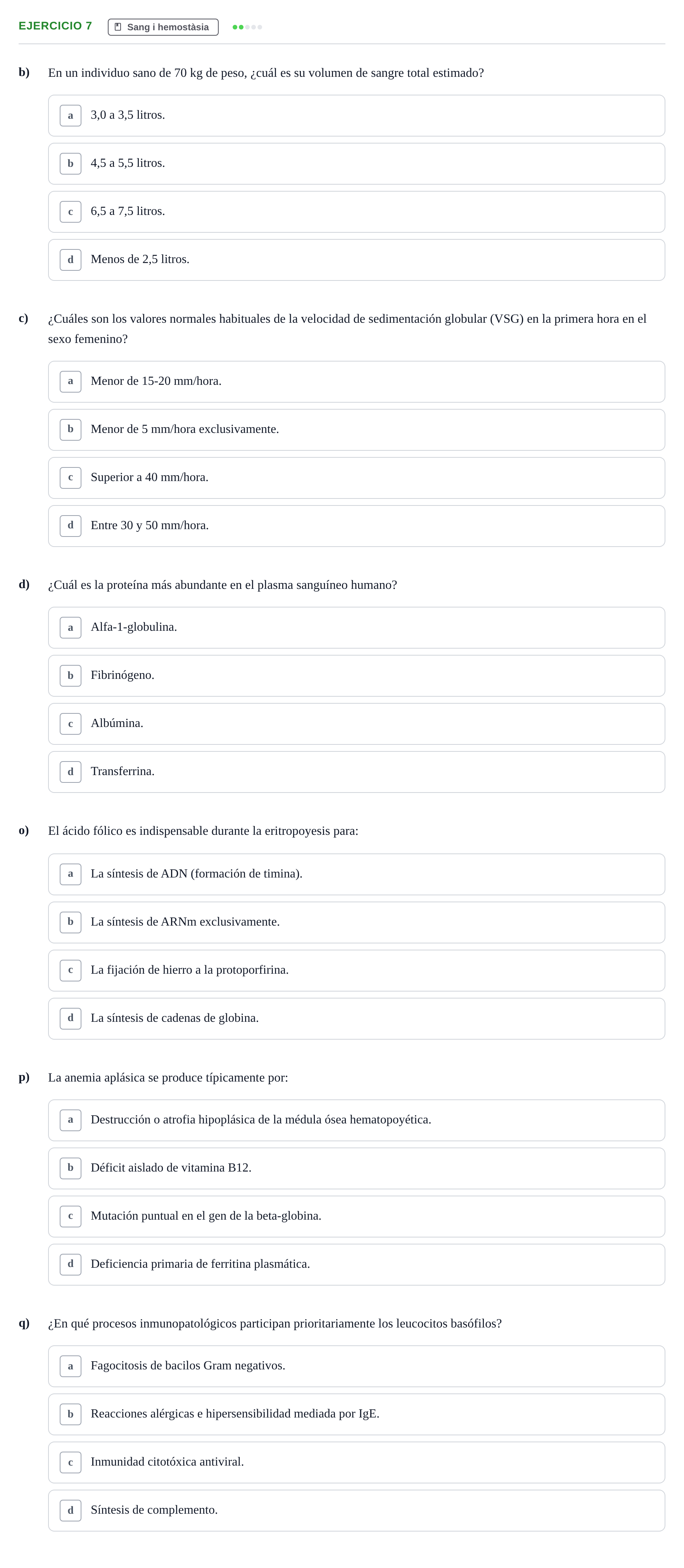 Enunciado: 7 - Sang i hemostàsia