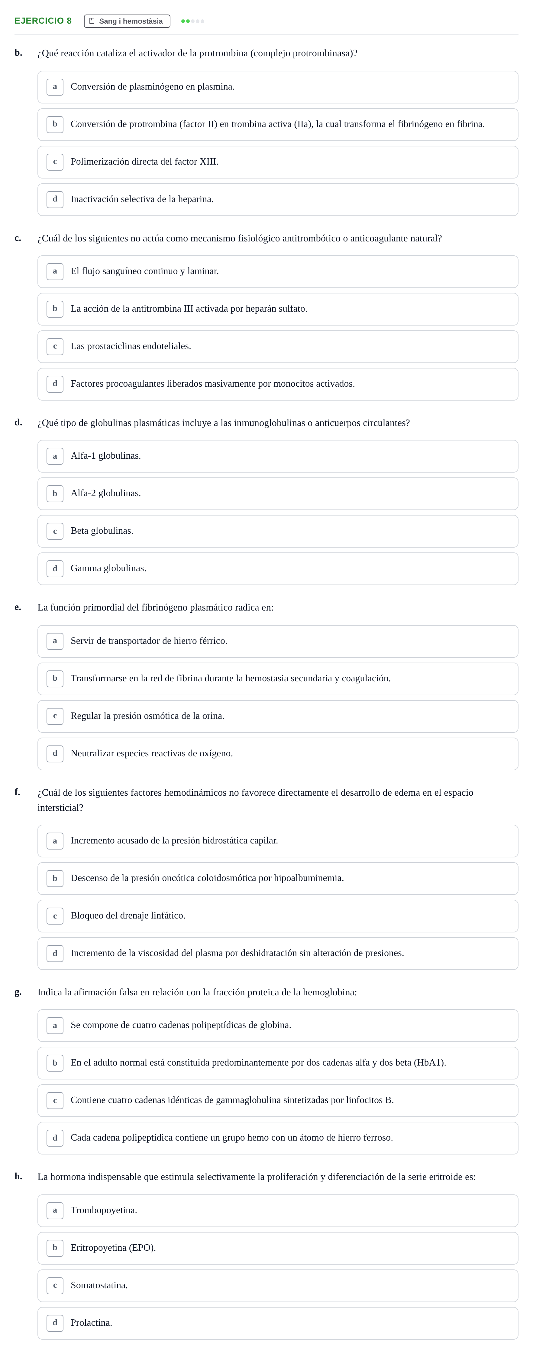 Enunciado: 8 - Sang i hemostàsia