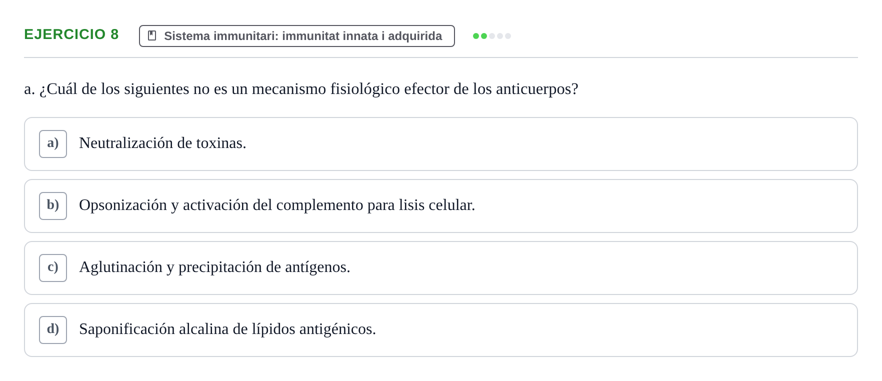Enunciado: 8 - Sistema immunitari