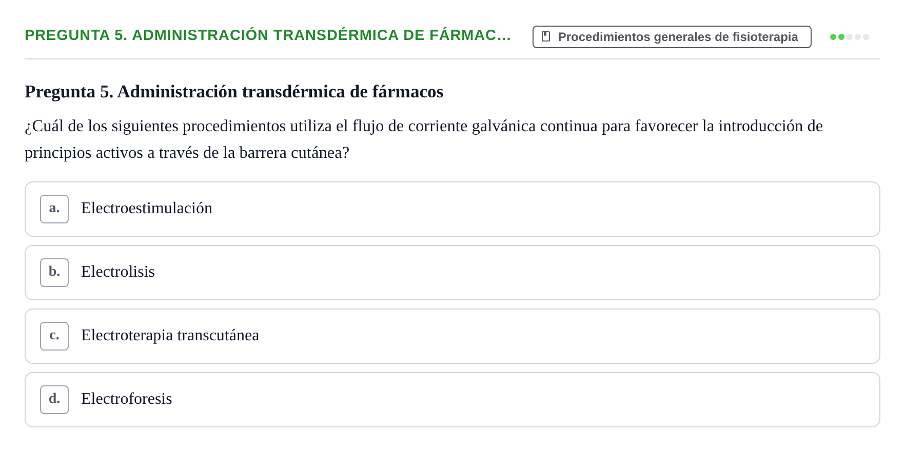 Enunciado: Pregunta 5. Administración transdérmica de fármac…
