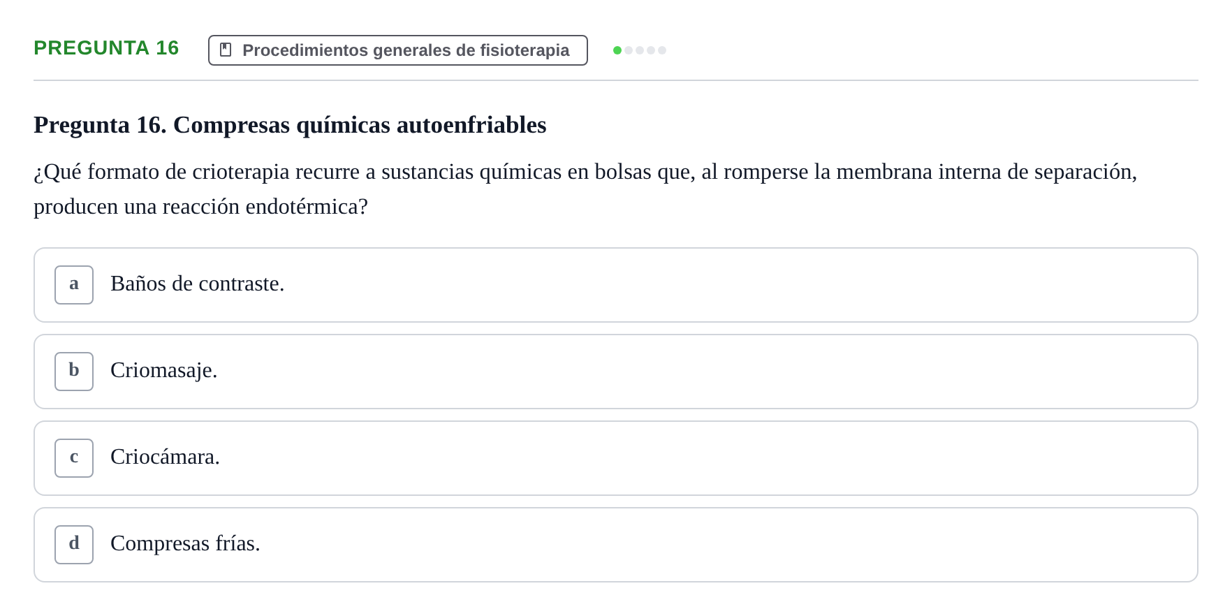 Enunciado: Pregunta 16