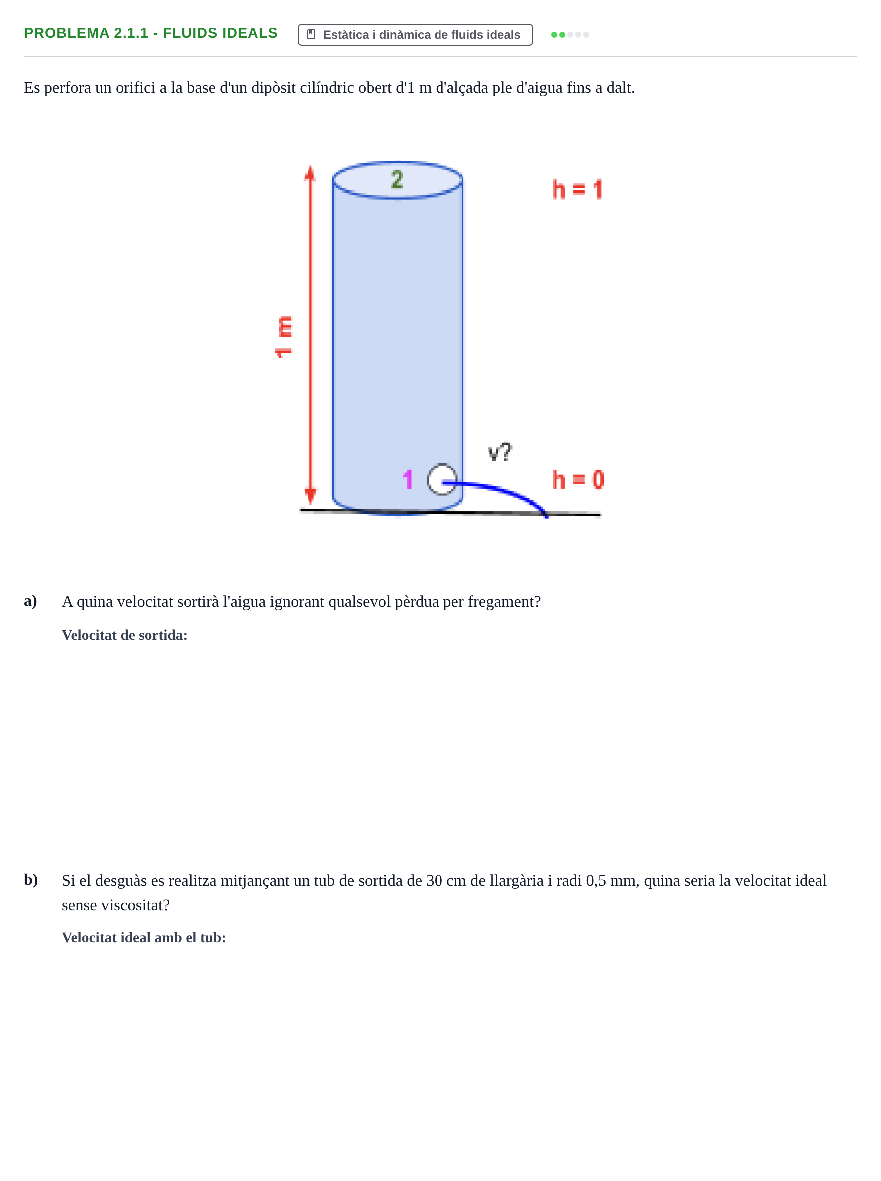 Enunciado: Problema 2.1.1 - Fluids ideals