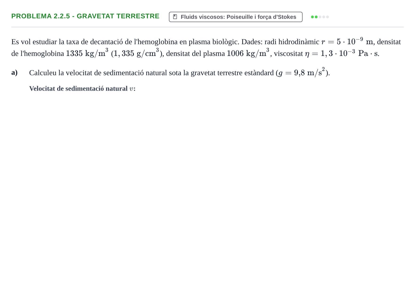 Enunciado: Problema 2.2.5 - Gravetat terrestre