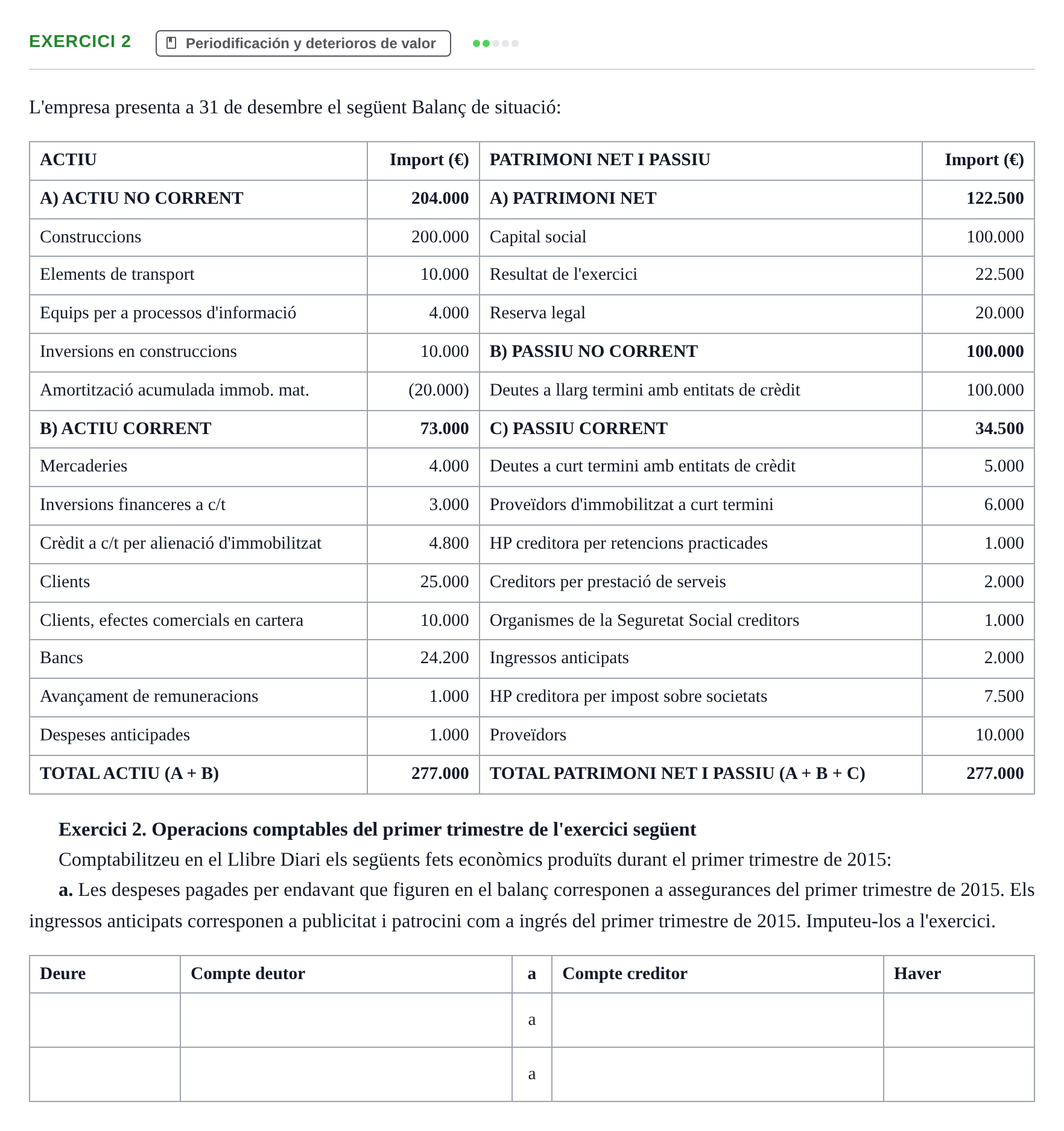 Enunciado: Exercici 2 - Periodificació
