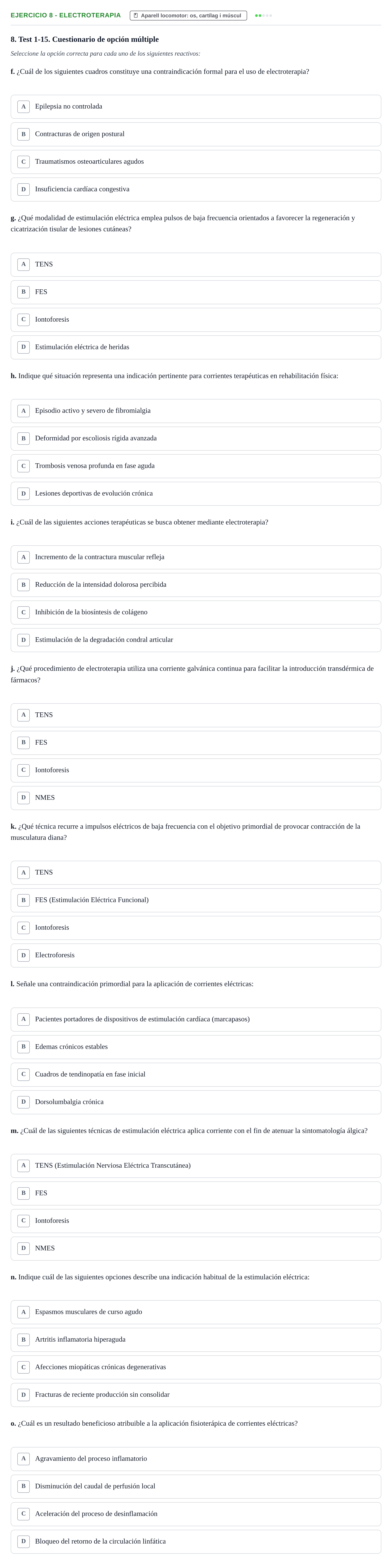 Enunciado: 8 - Electroterapia