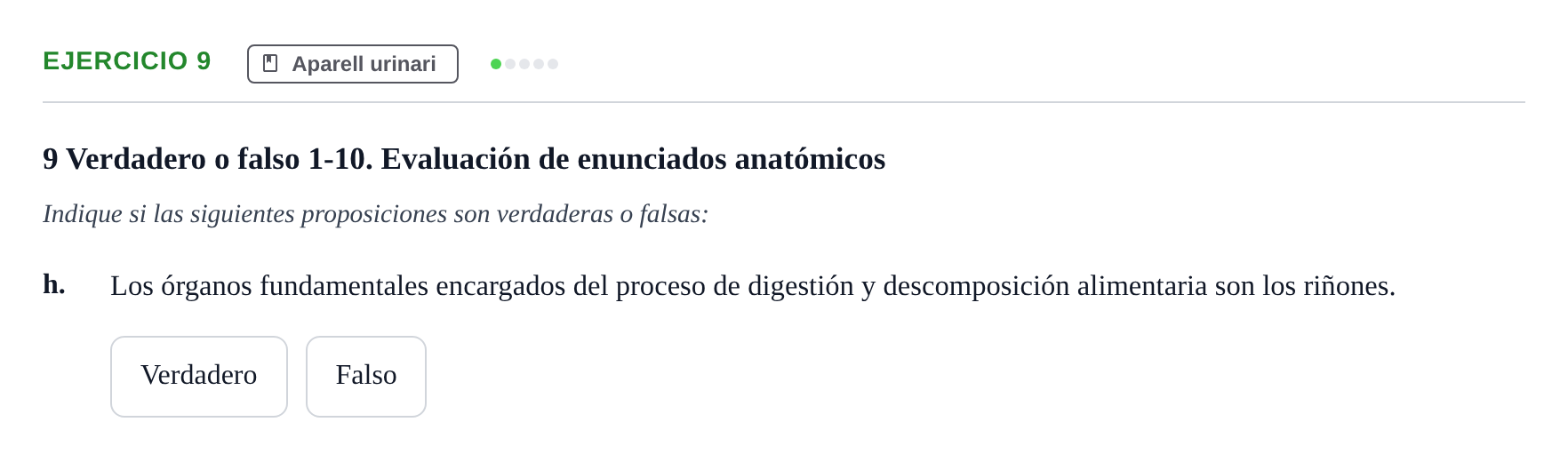 Enunciado: 9 - Aparell urinari