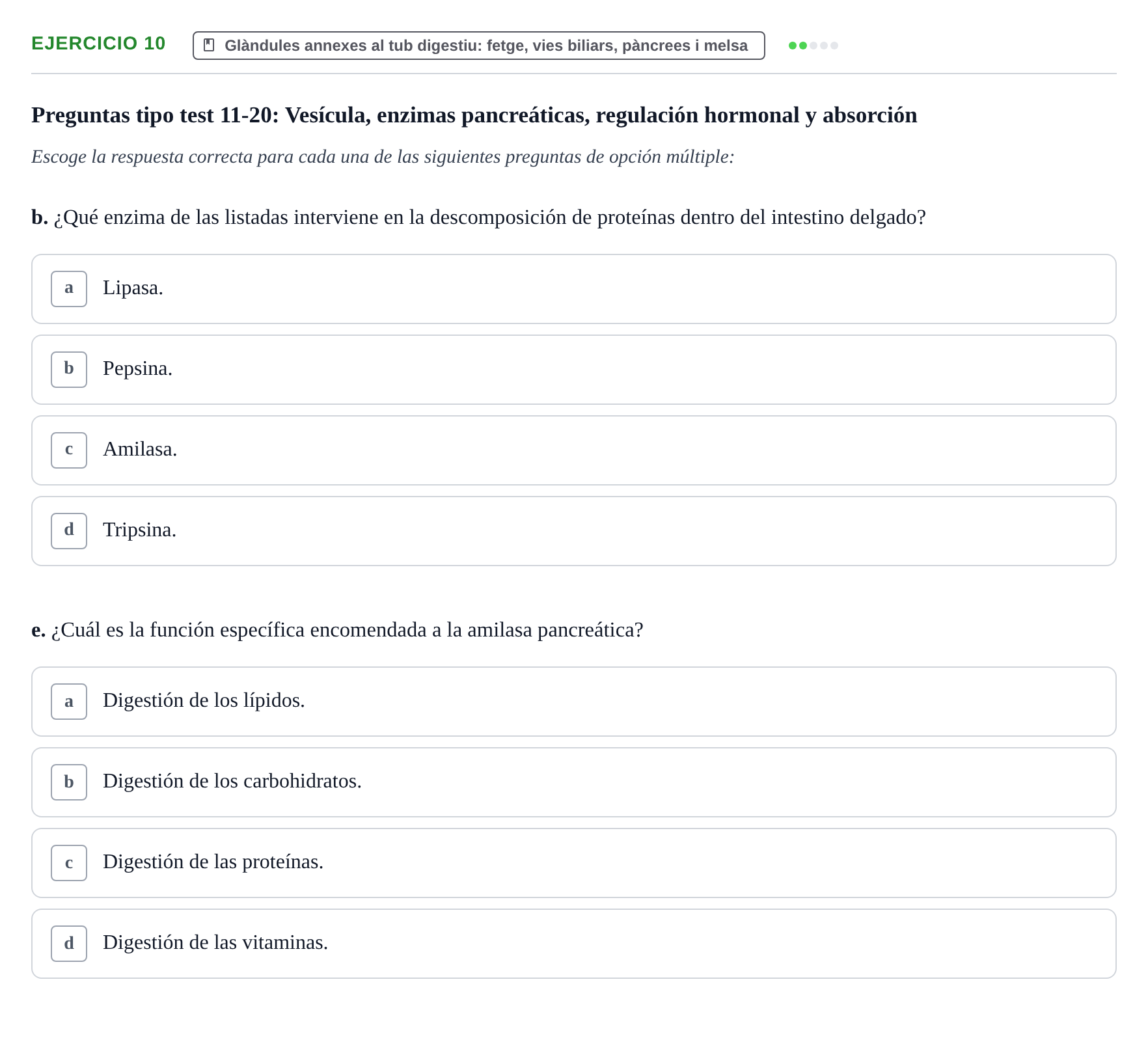 Enunciado: 10 - Glàndules annexes al tub digestiu