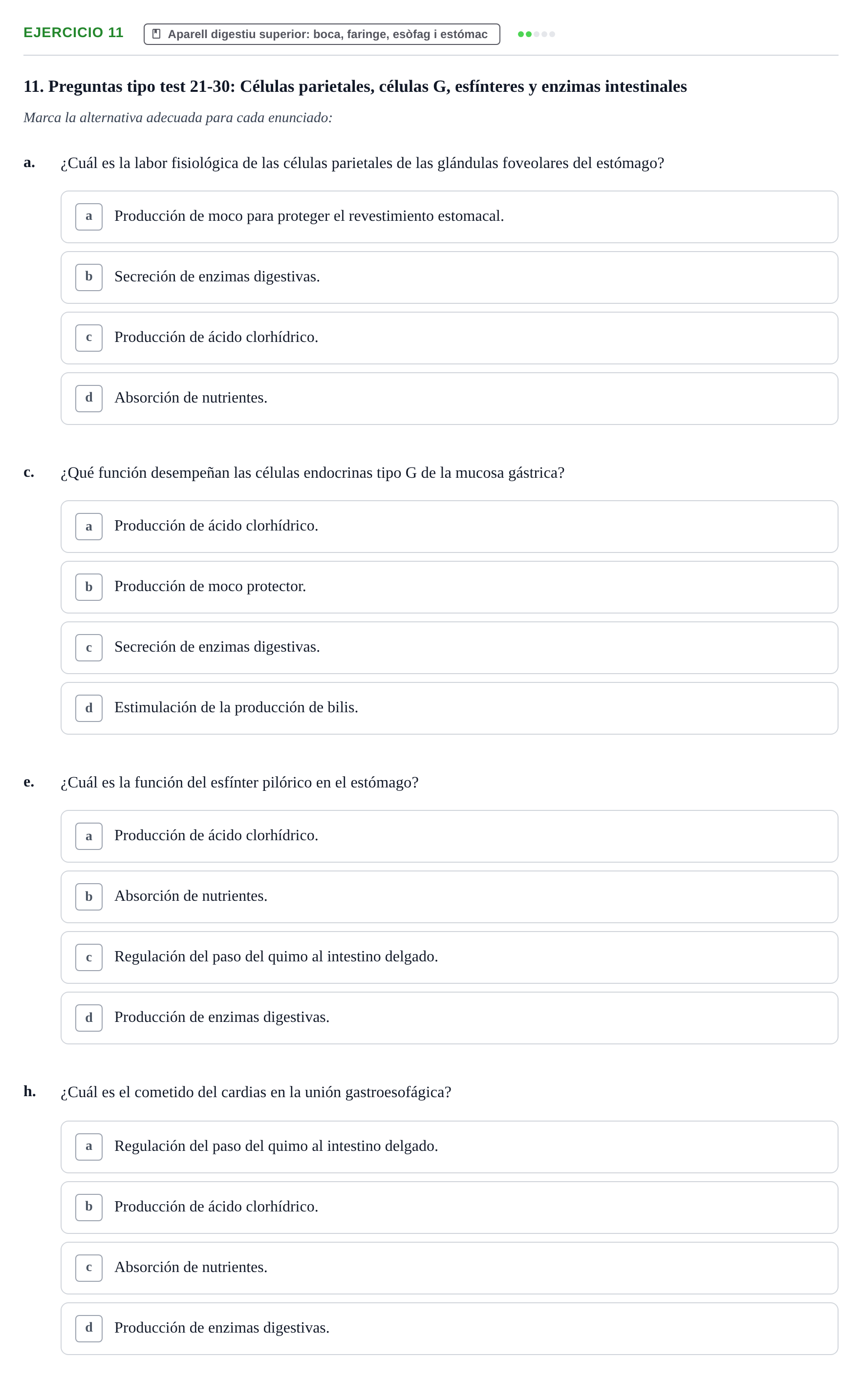 Enunciado: 11 - Aparell digestiu superior