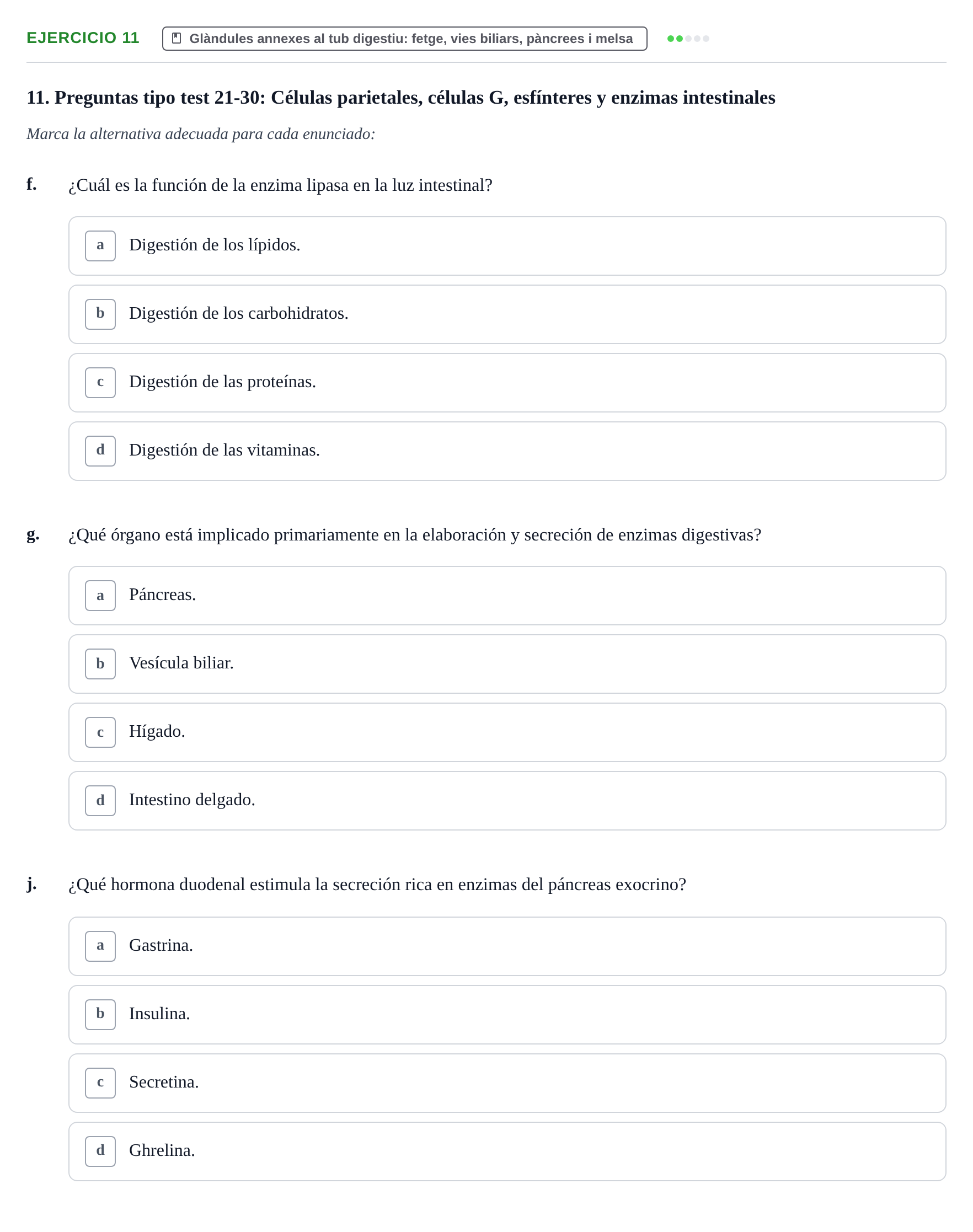 Enunciado: 11 - Glàndules annexes al tub digestiu