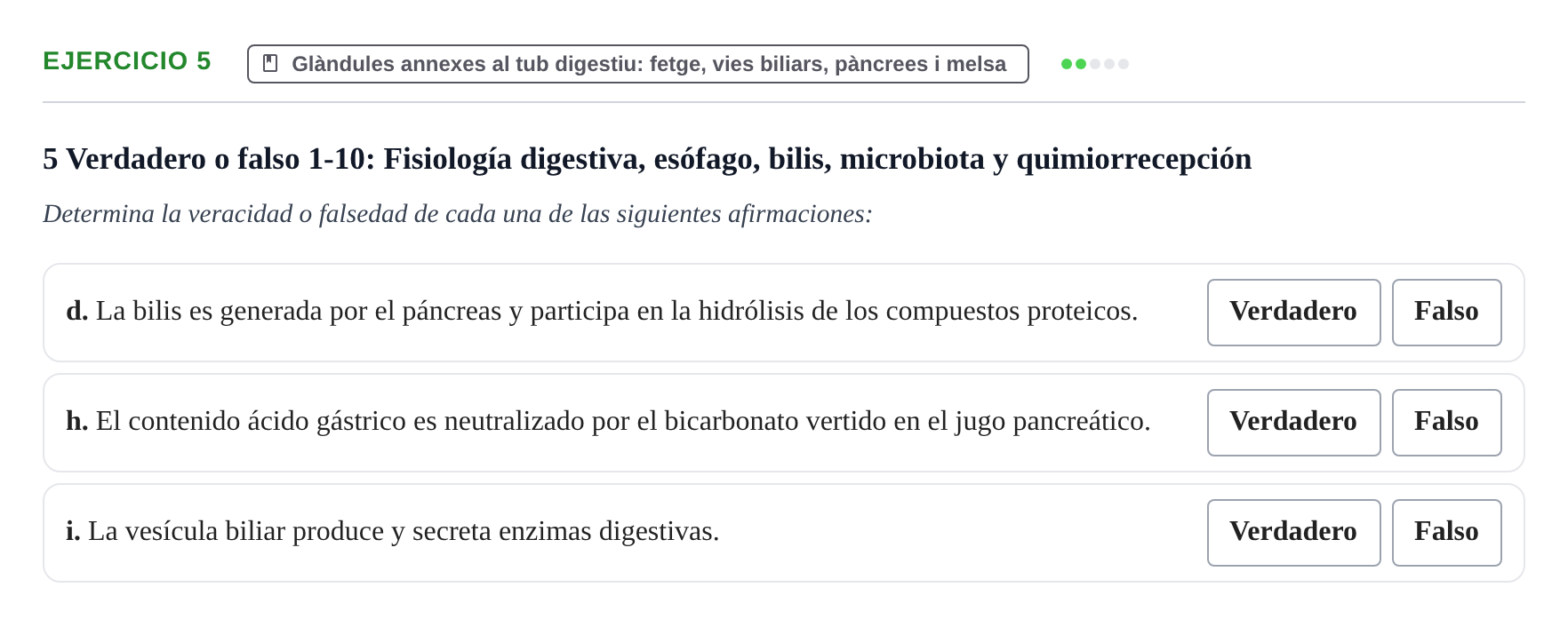 Enunciado: 5 - Glàndules annexes al tub digestiu