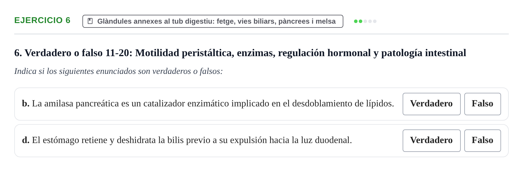 Enunciado: 6 - Glàndules annexes al tub digestiu