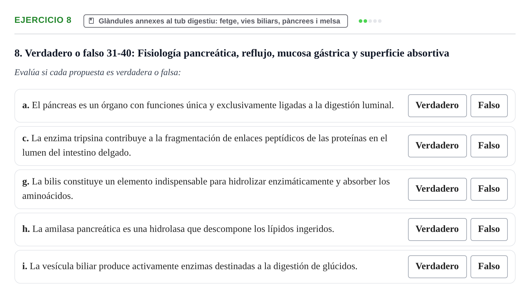 Enunciado: 8 - Glàndules annexes al tub digestiu