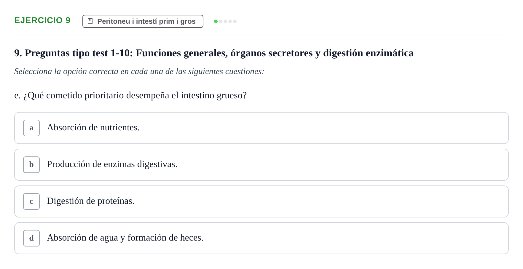 Enunciado: 9 - Peritoneu i intestí prim i gros