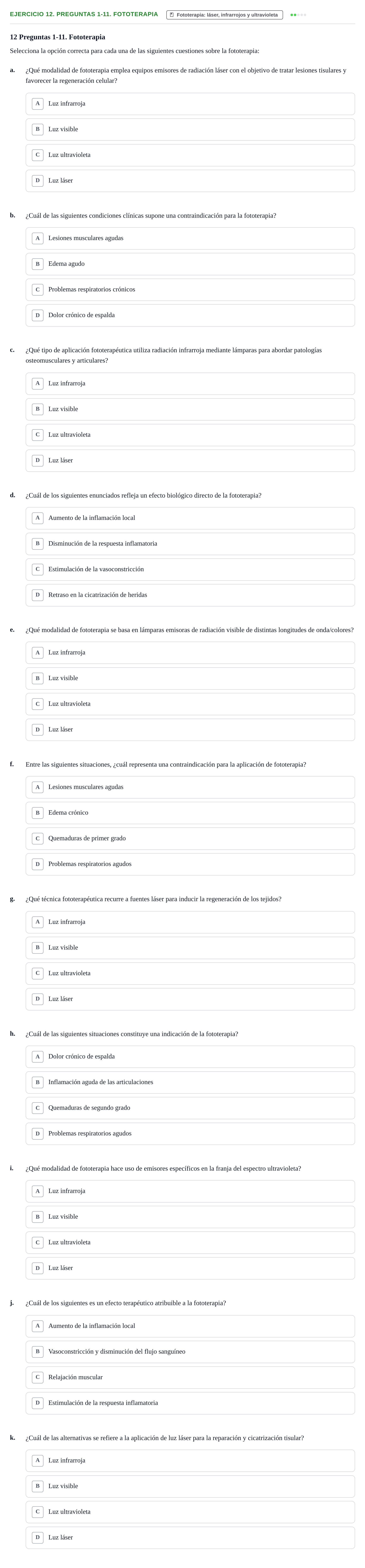 Enunciado: 12. Preguntas 1-11. Fototerapia