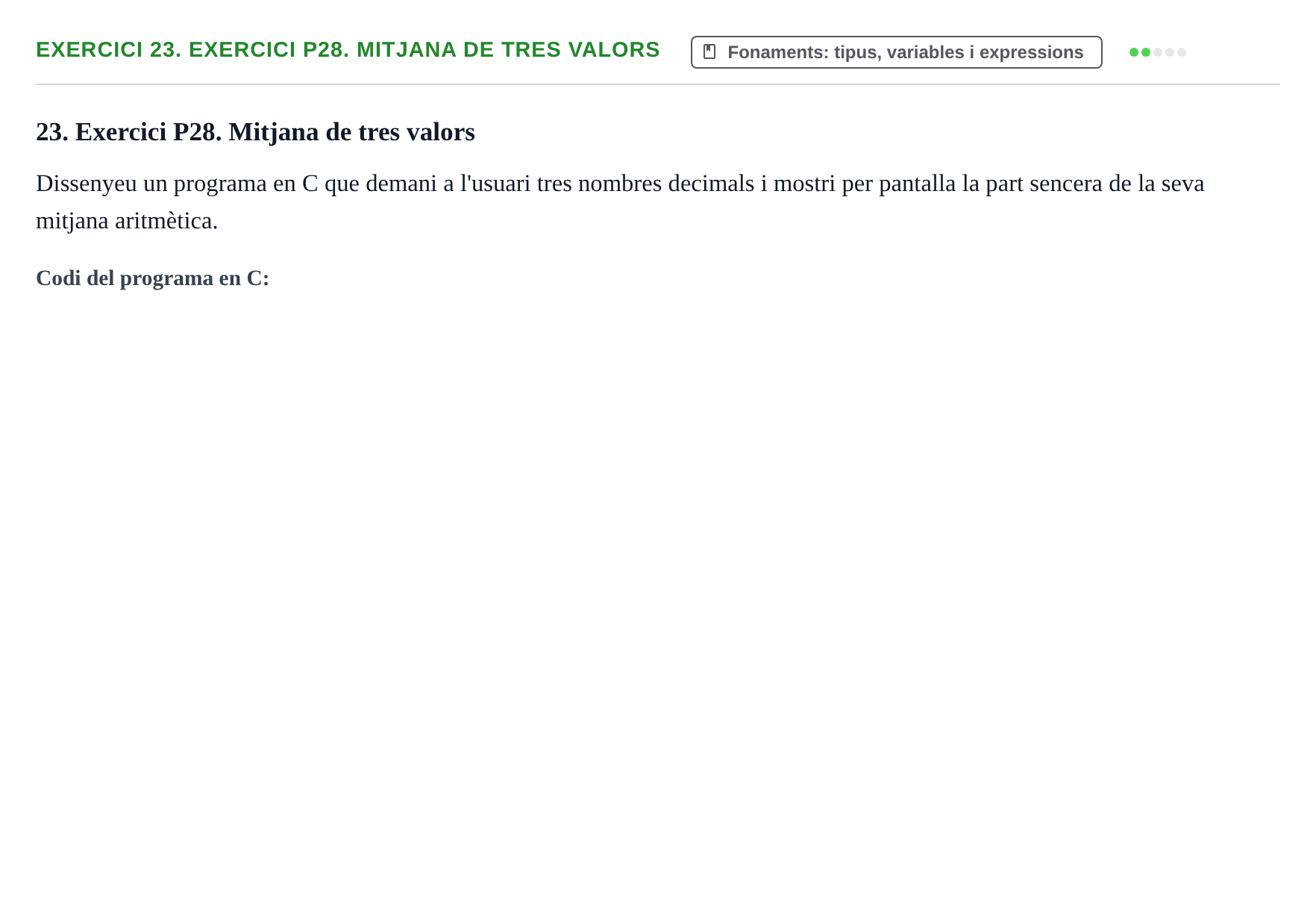 Enunciado: 23. Exercici P28. Mitjana de tres valors
