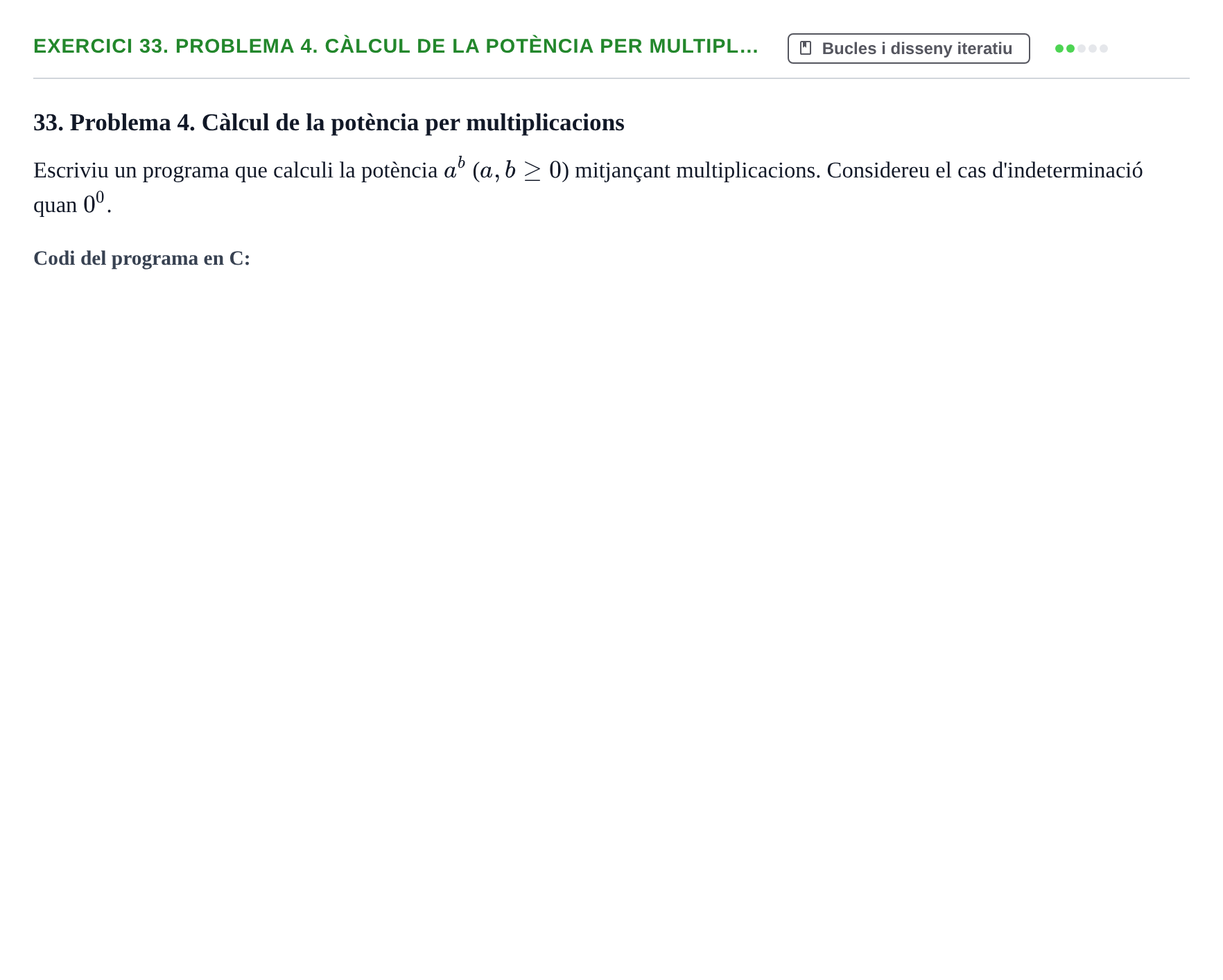 Enunciado: 33. Problema 4. Càlcul de la potència per multipl…