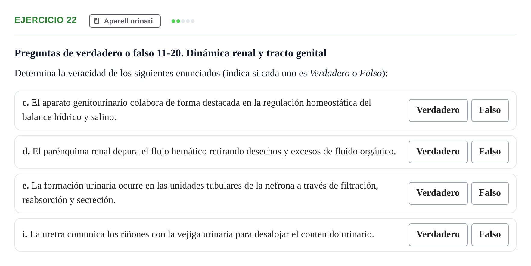Enunciado: 22 - Aparell urinari