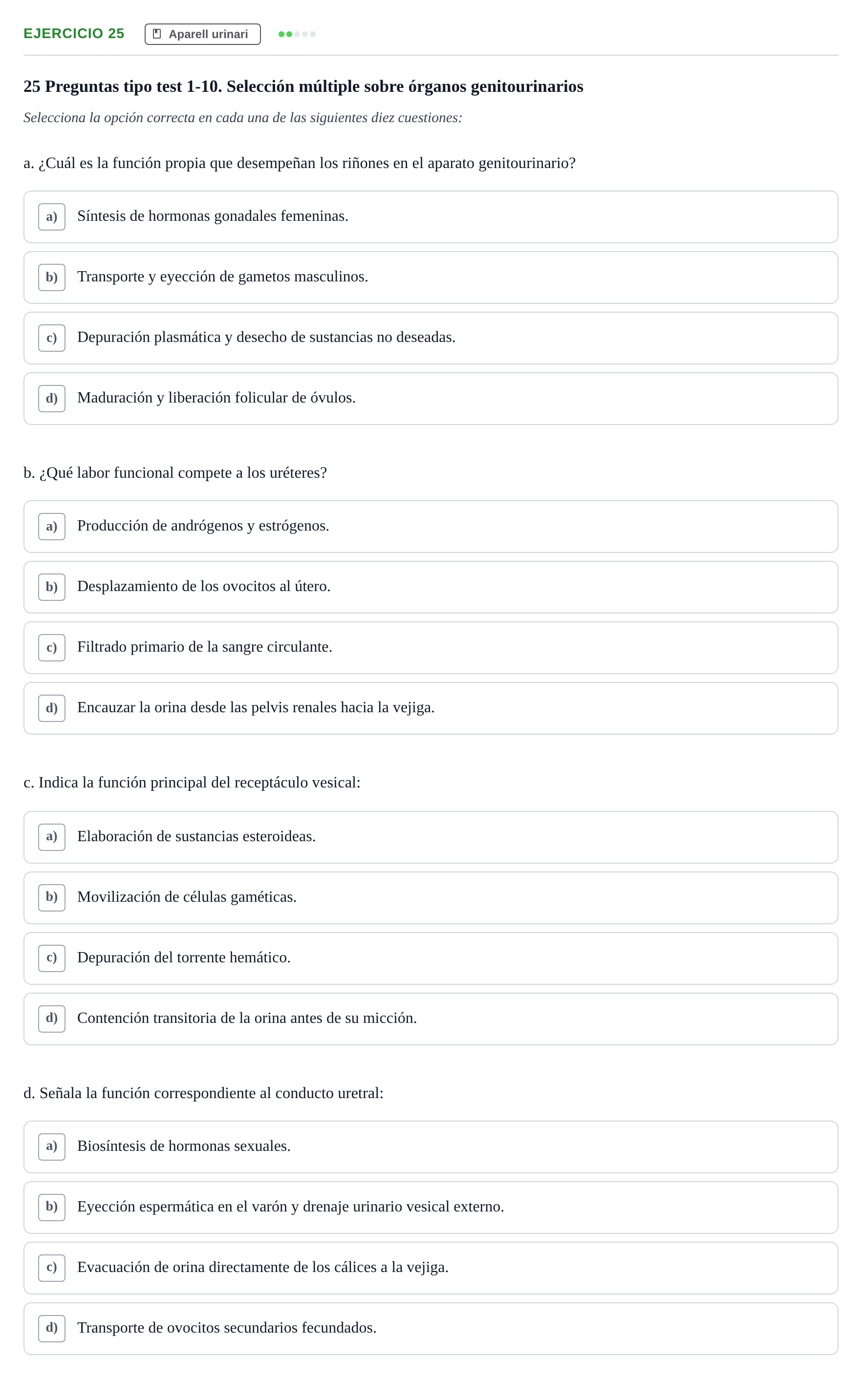 Enunciado: 25 - Aparell urinari