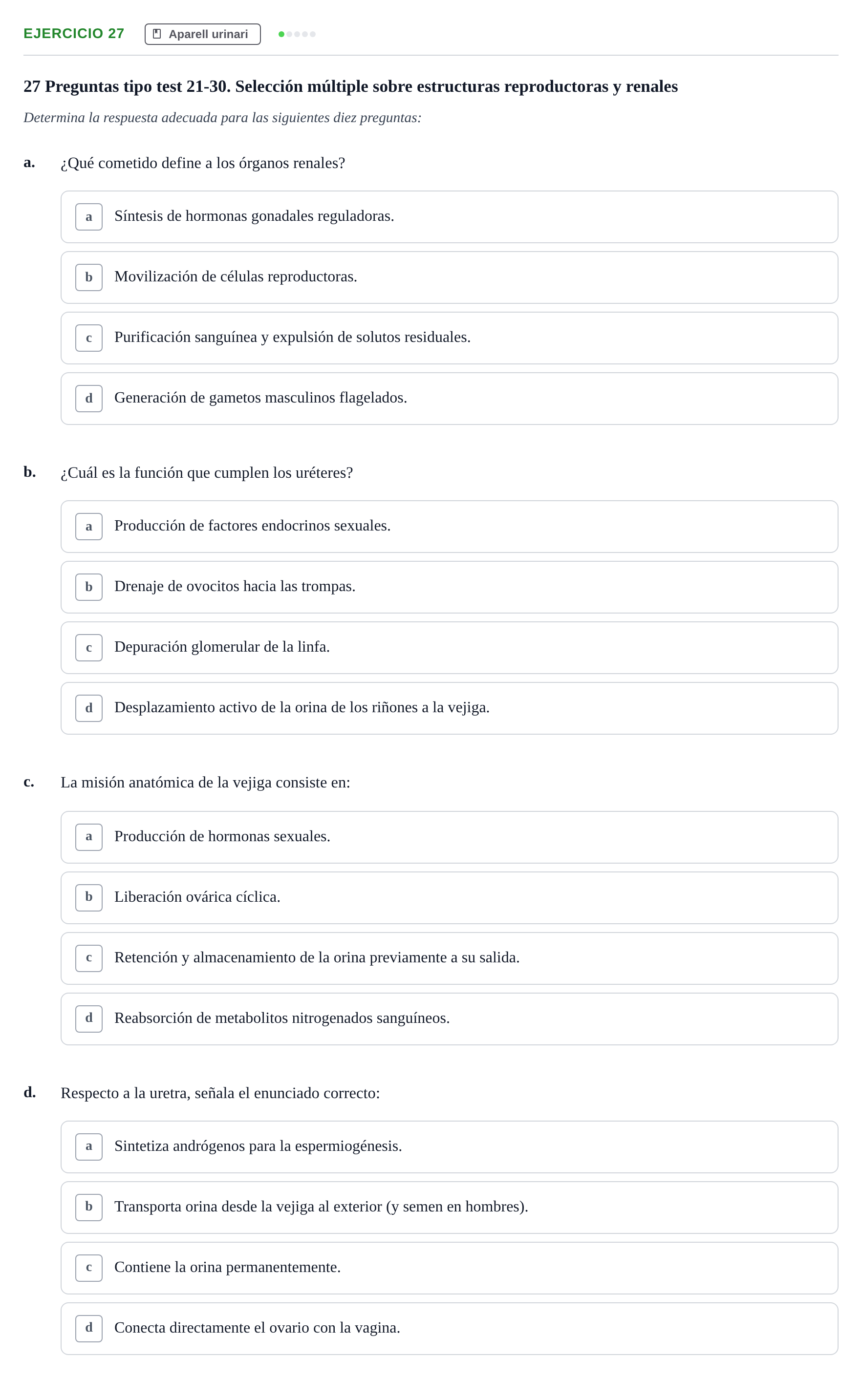 Enunciado: 27 - Aparell urinari