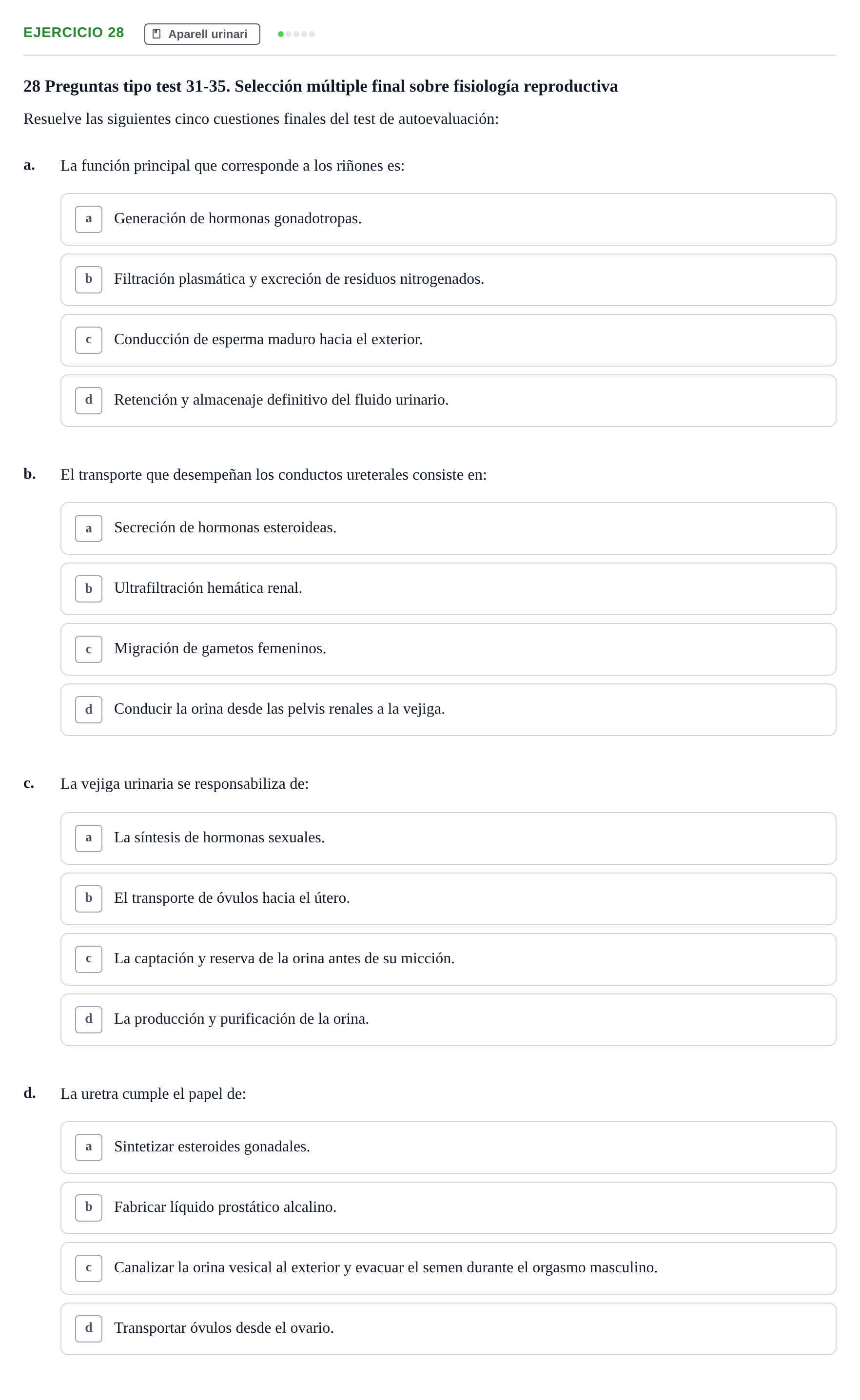 Enunciado: 28 - Aparell urinari