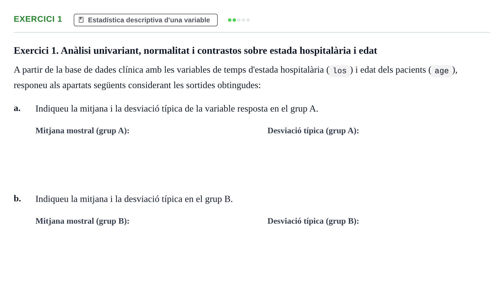 Enunciado: Exercici 1 - Estadística descriptiva