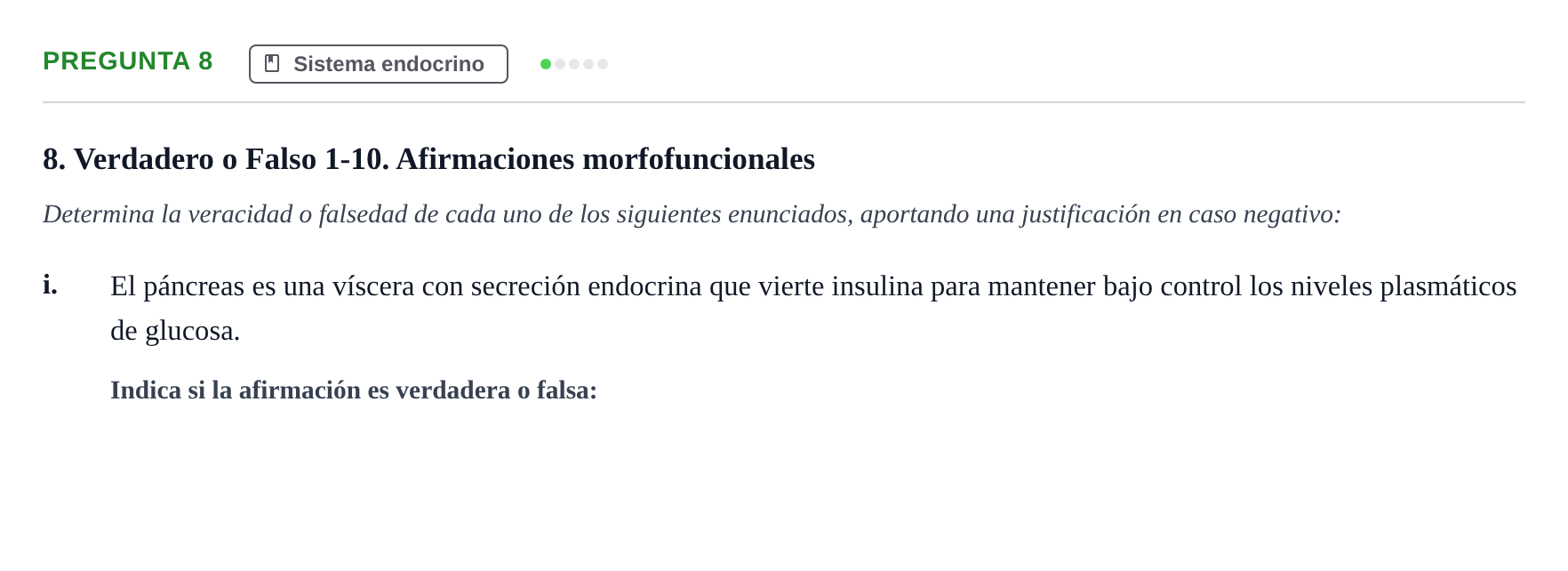 Enunciado: Pregunta 8 - Sistema endocrino