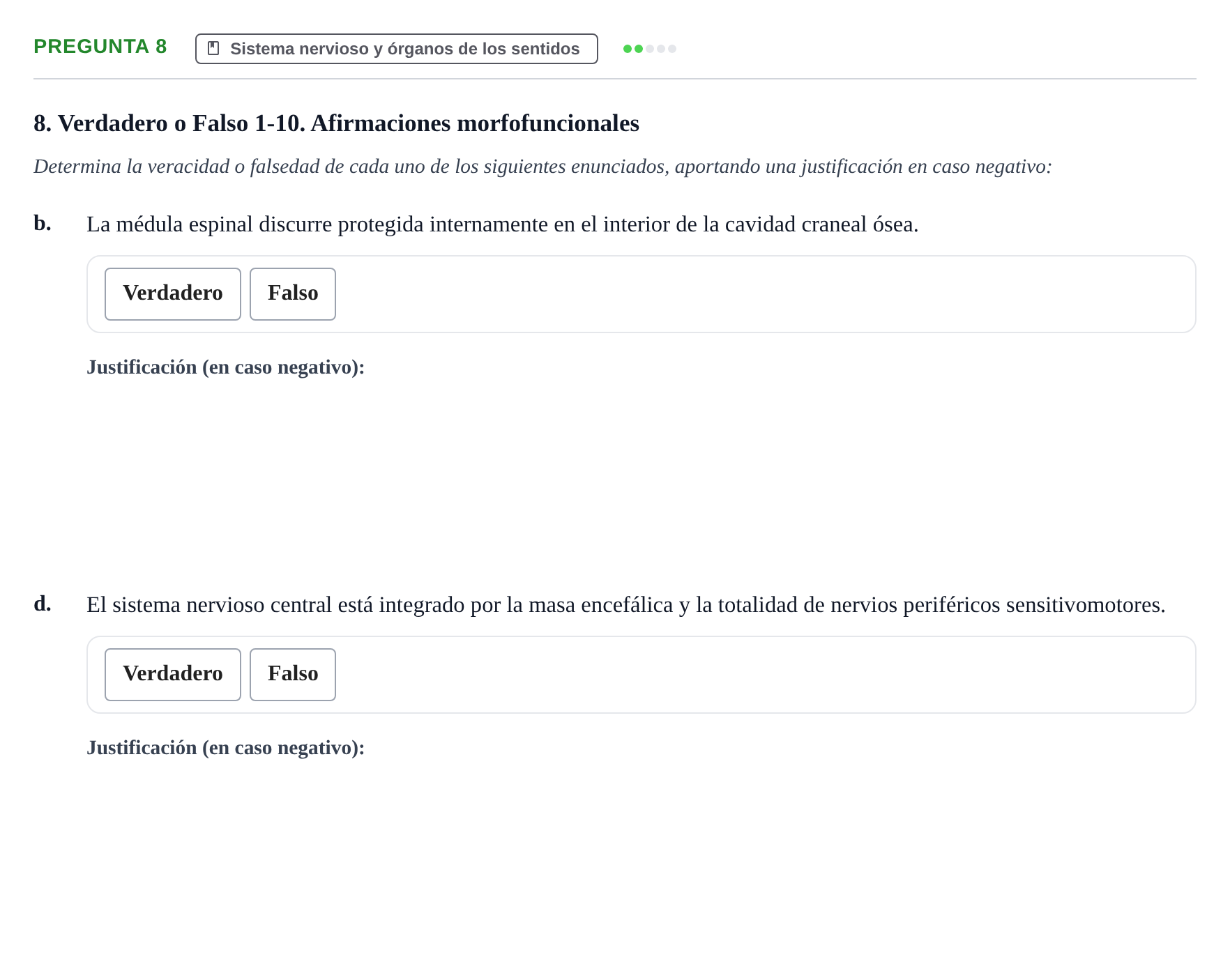 Enunciado: Pregunta 8 - Sistema nervioso