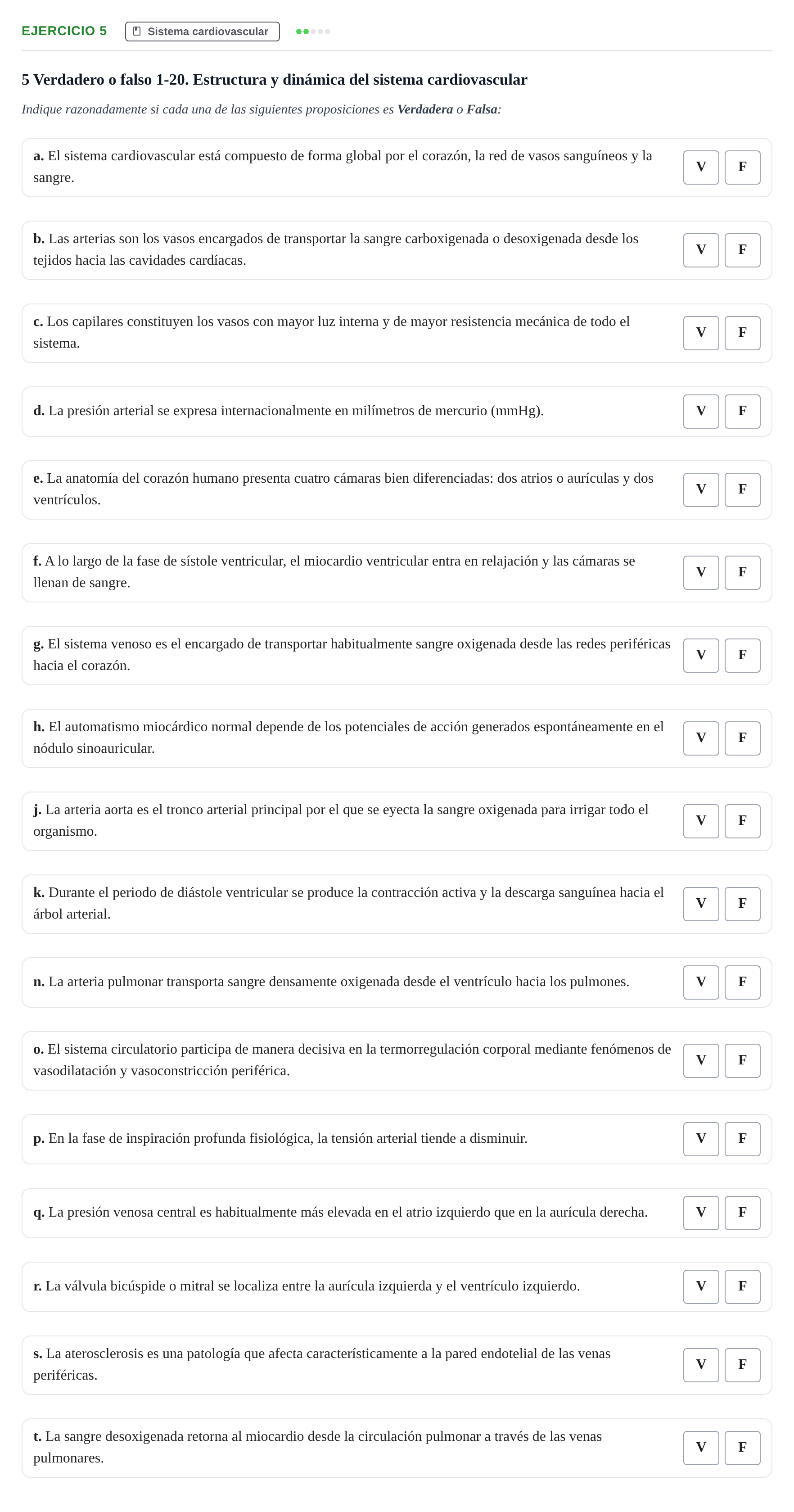Enunciado: 5 - Sistema cardiovascular