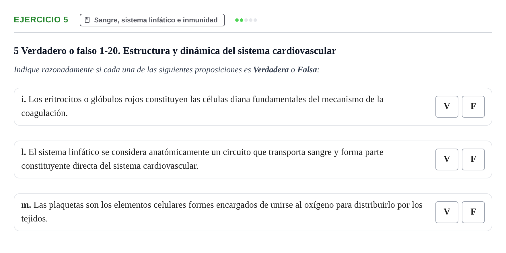 Enunciado: 5 - Sangre, sistema linfático e inmunidad
