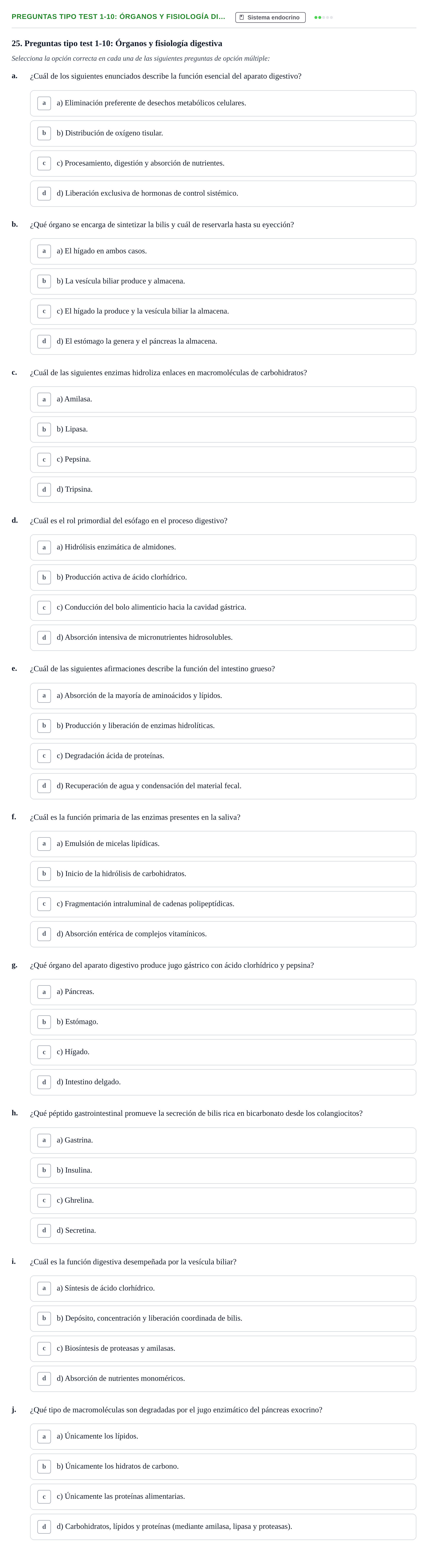 Enunciado: Preguntas tipo test 1-10: Órganos y fisiología di…