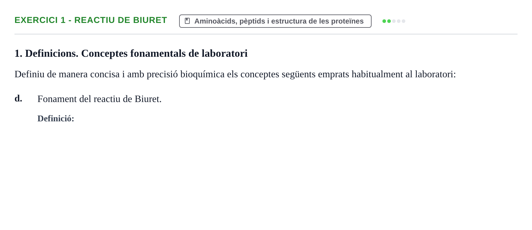 Enunciado: 1 - Reactiu de Biuret