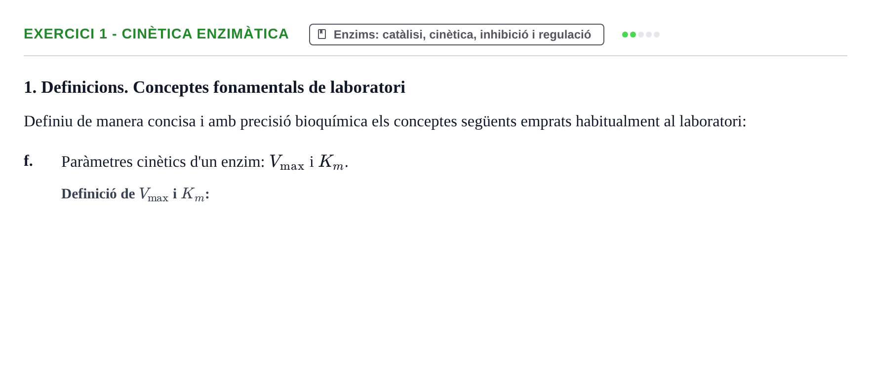 Enunciado: 1 - Cinètica enzimàtica