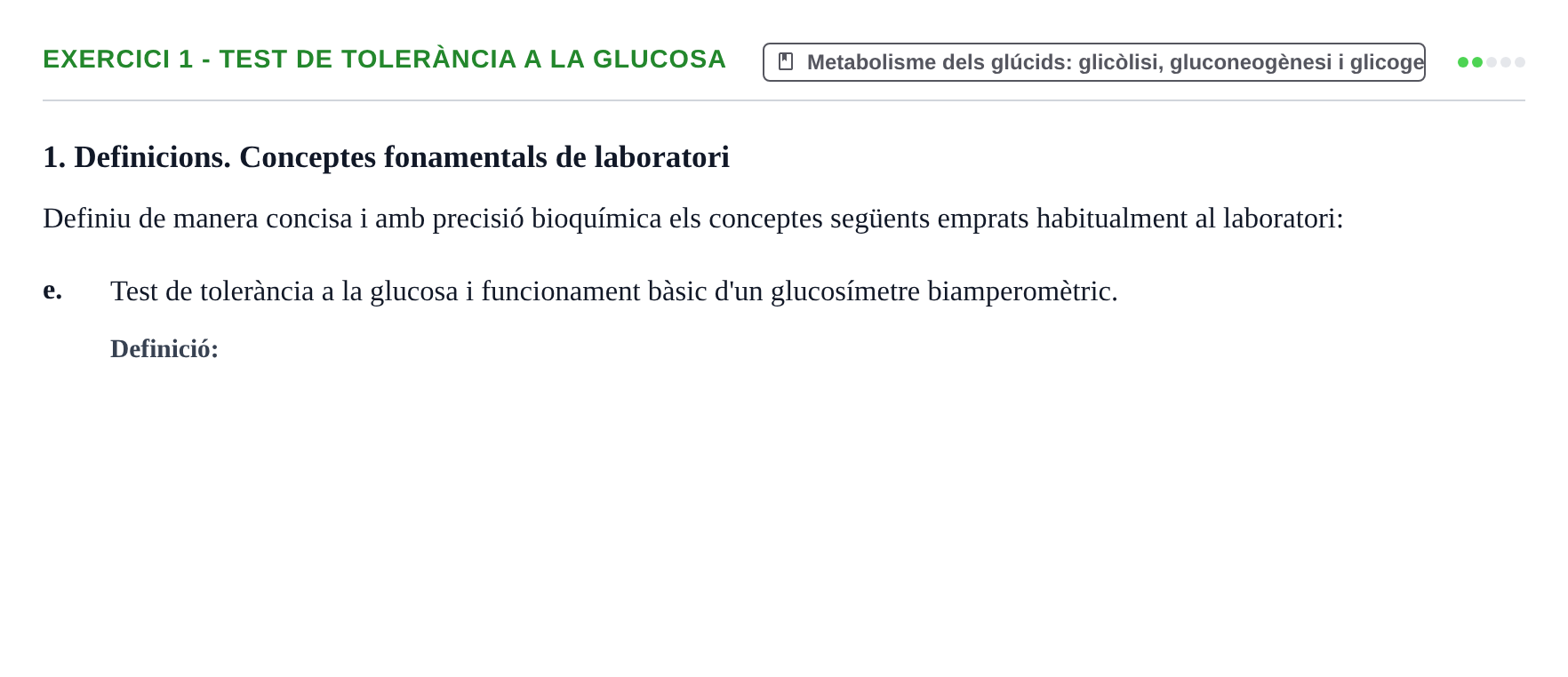 Enunciado: 1 - Test de tolerància a la glucosa